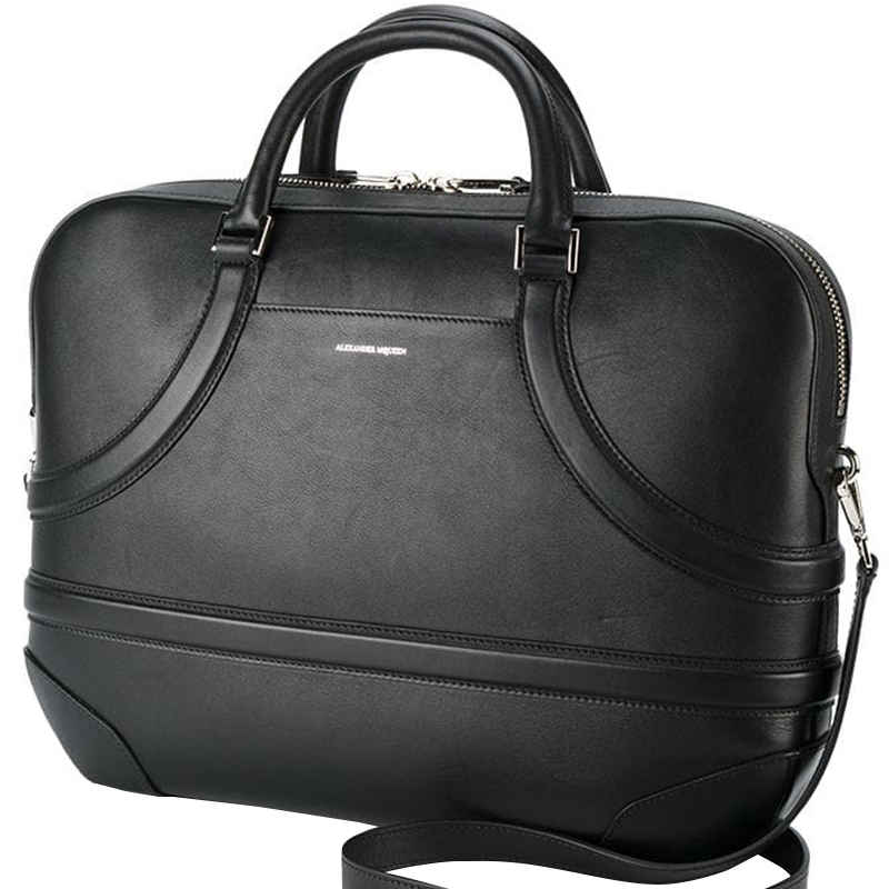 

Alexander McQueen Black Leather Harness Briefcase