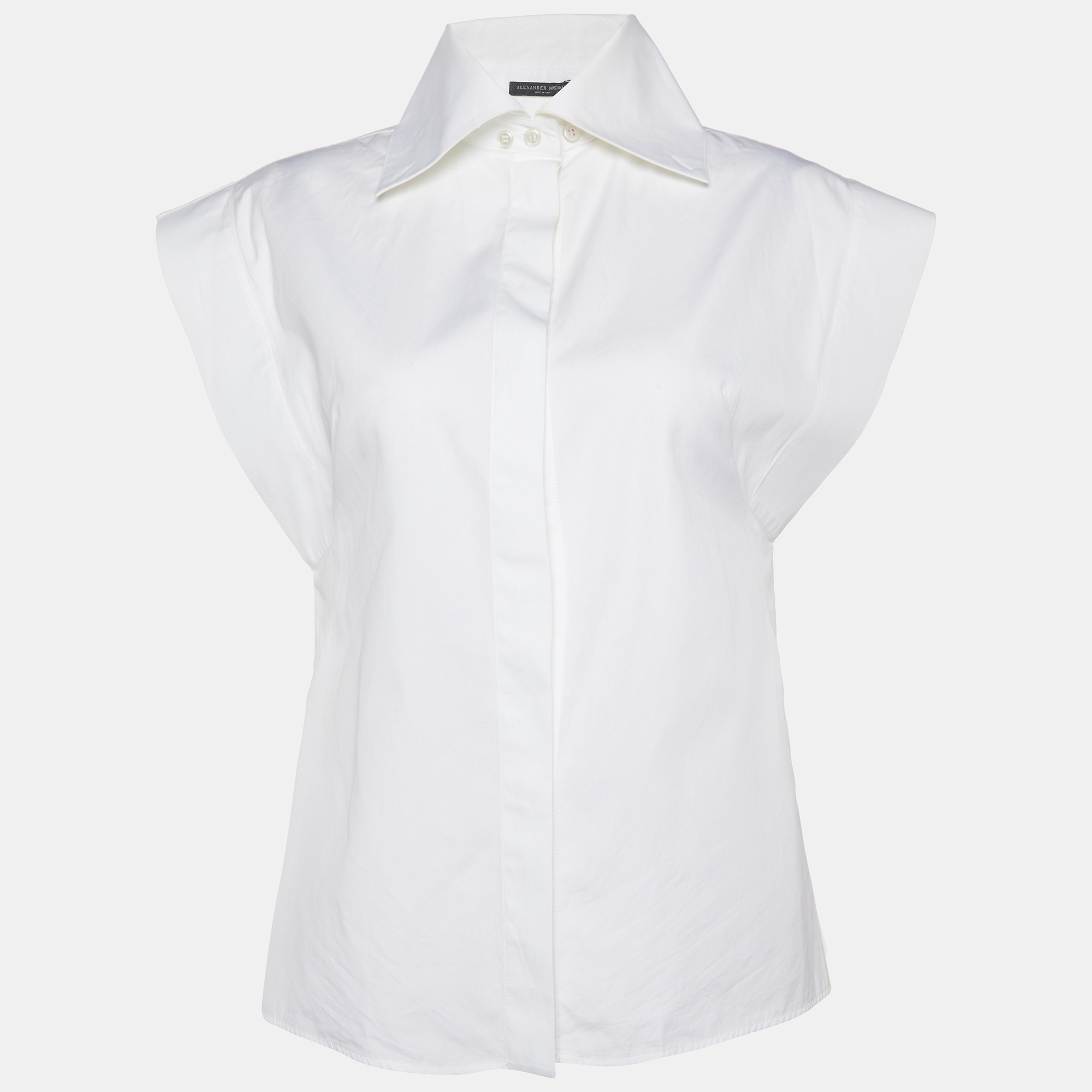 

Alexander McQueen White Poplin Sleeveless Shirt S