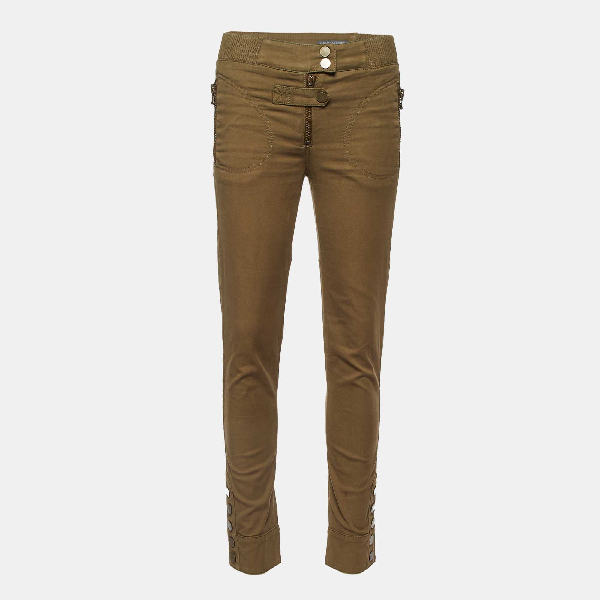 

Alexander McQueen Khaki Green Button Detail Pants S