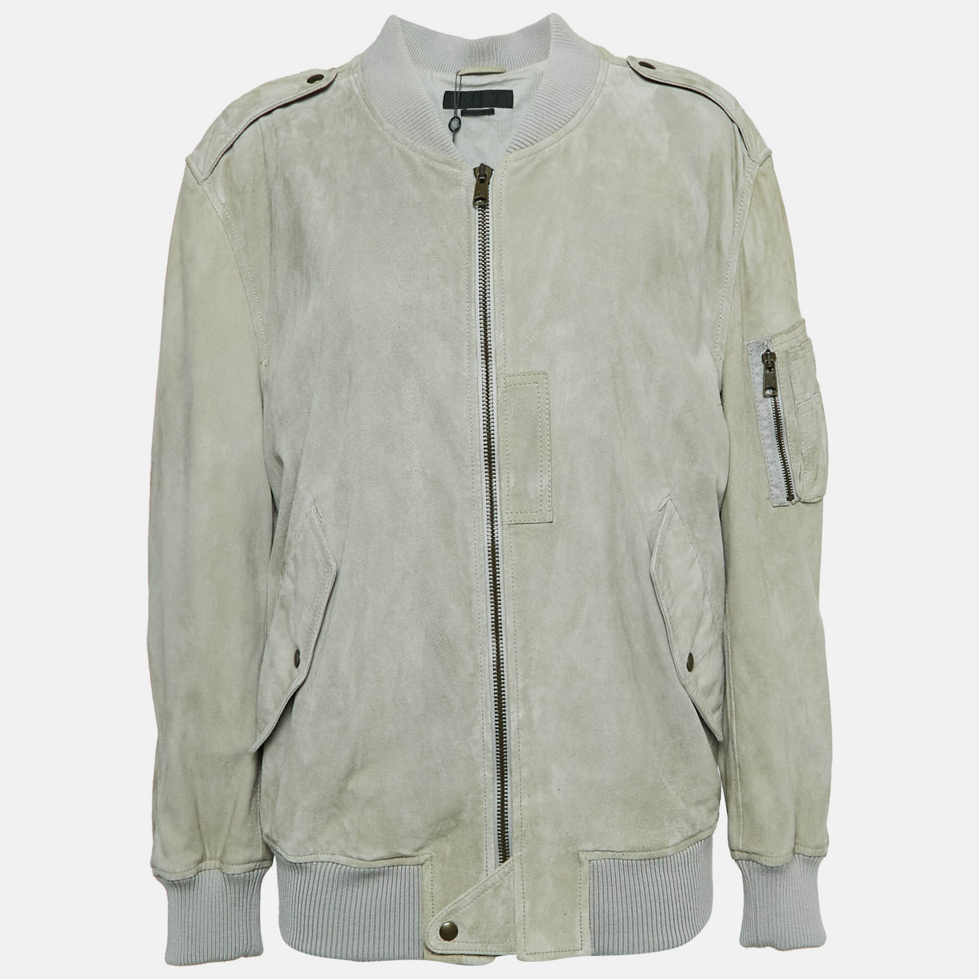 

Alexander McQueen Grey Suede Zip-Up Jacket L