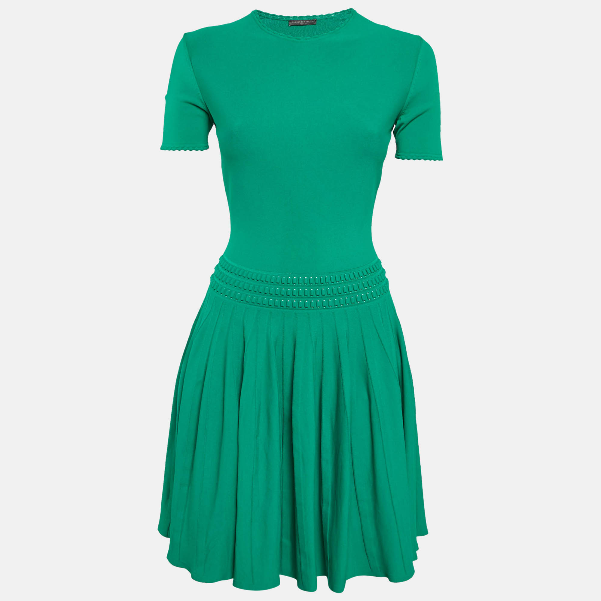 

Alexander McQueen Green Jersey Pleated Mini Dress M