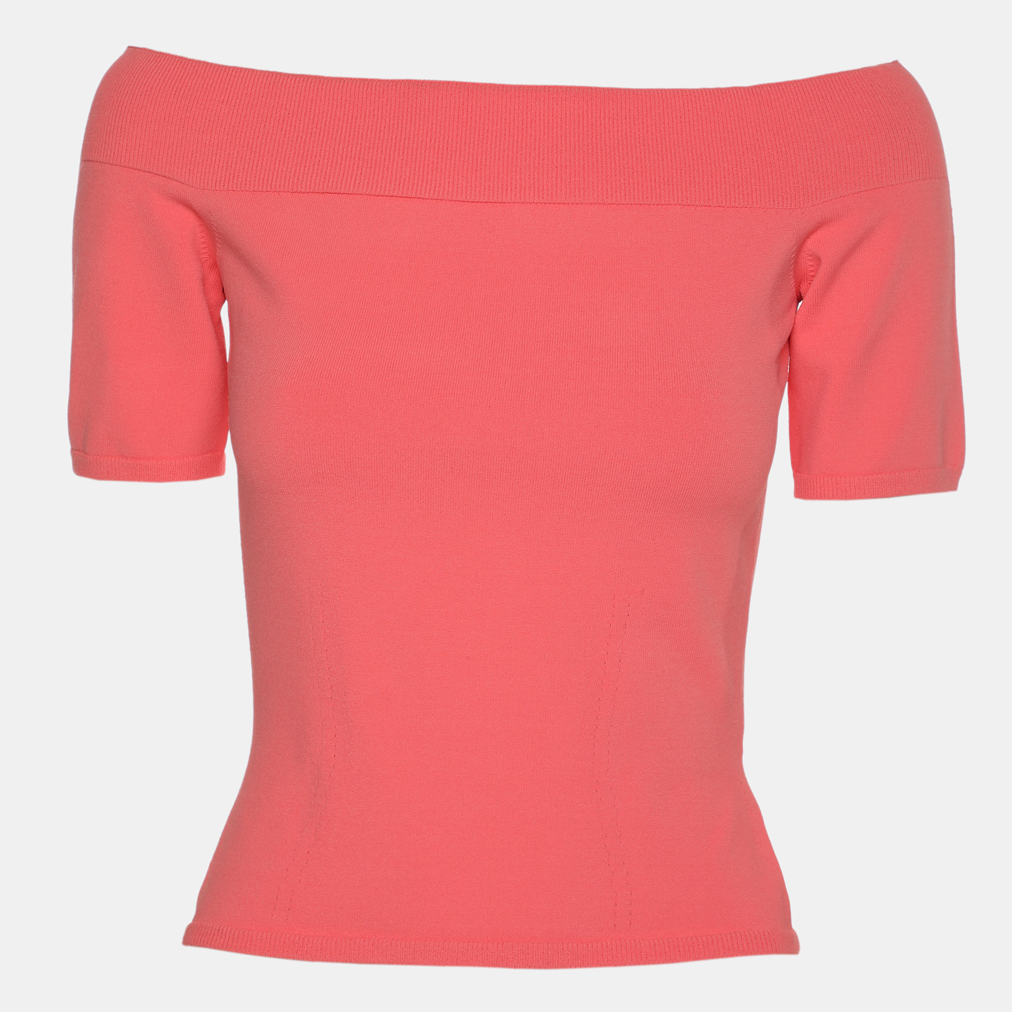 

Alexander McQueen Coral Stretch Fabric Off The Shoulder Top XS, Pink