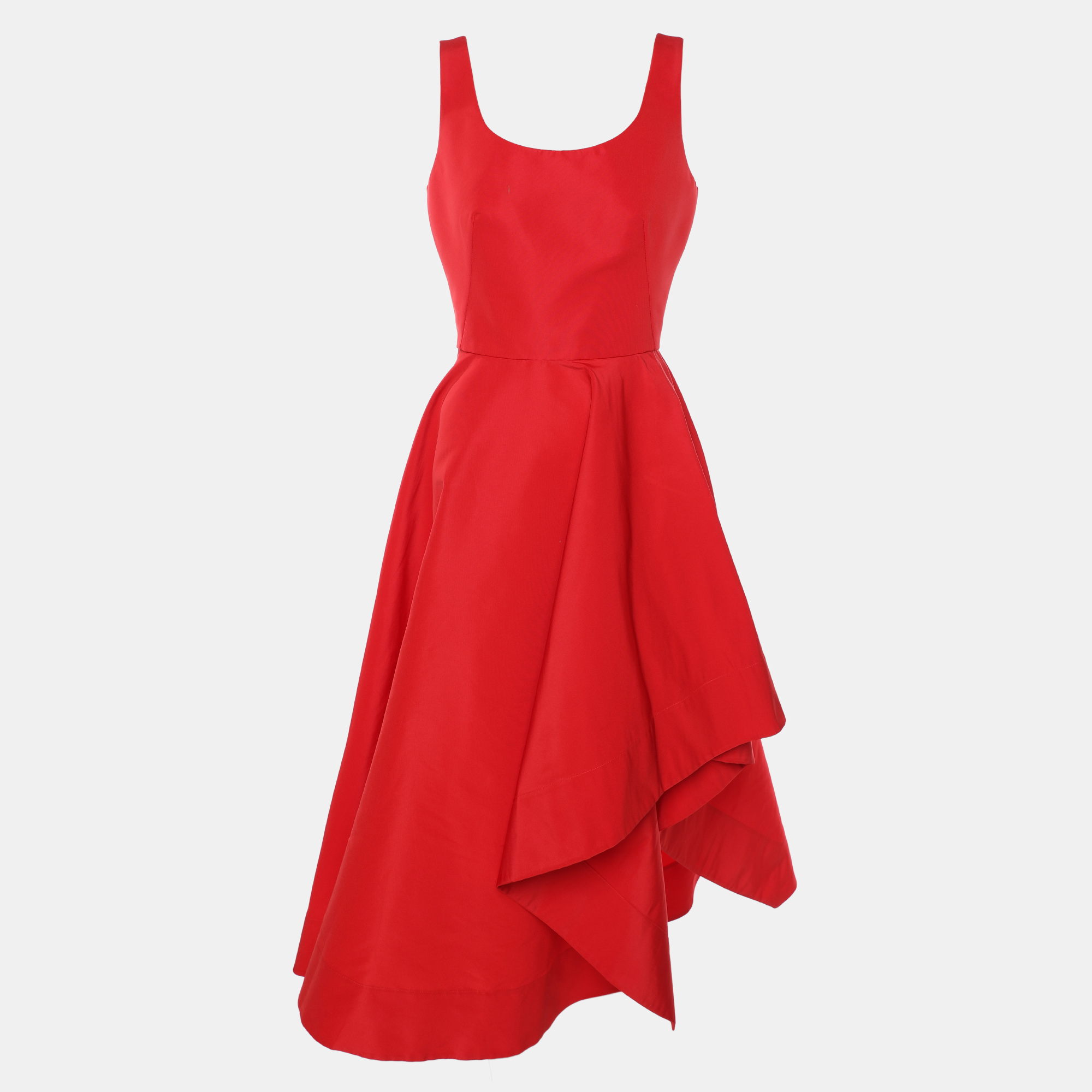 

Alexander McQueen Red Nylon Asymmetric Flared Dress S