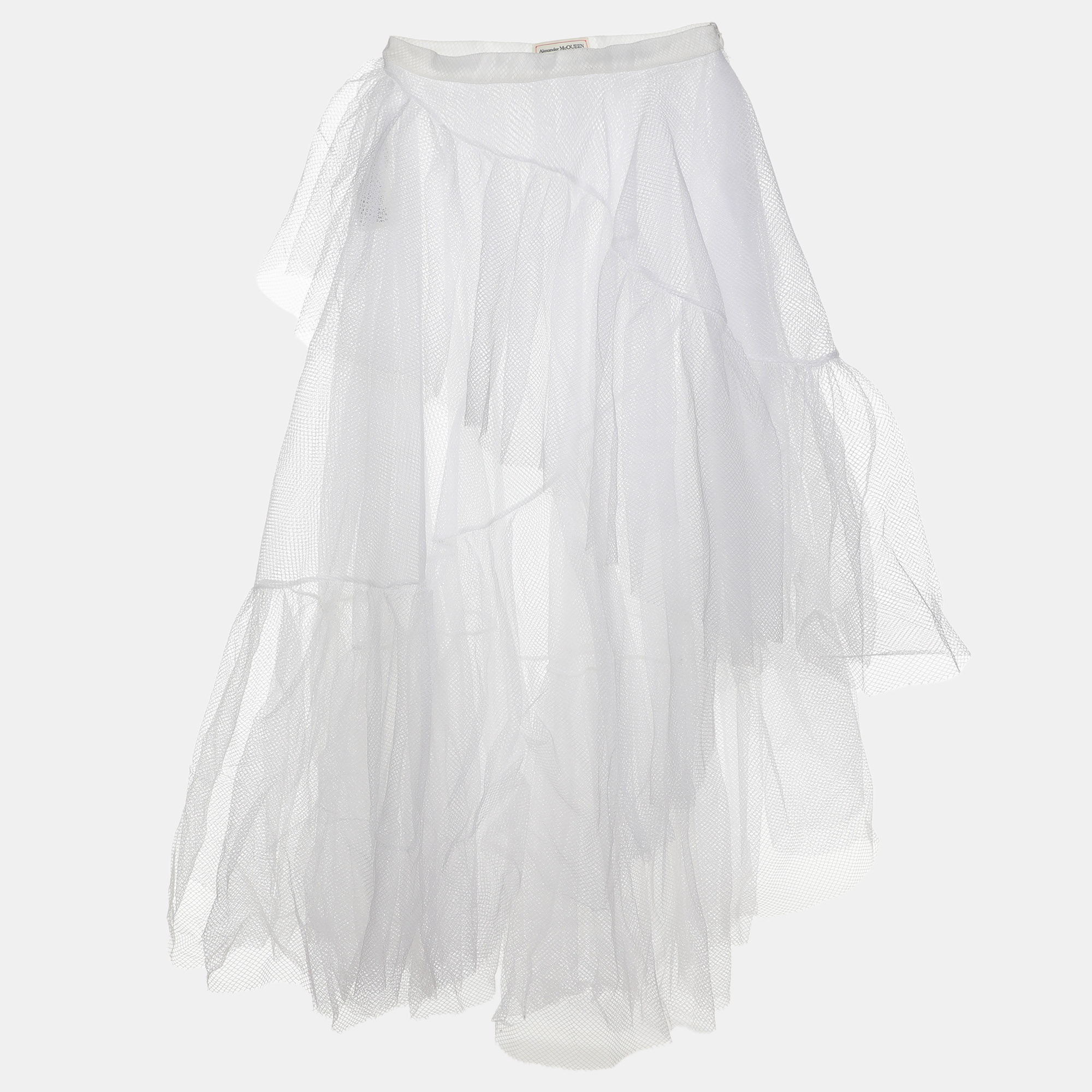 

Alexander McQueen White Mesh Asymmetric Midi Skirt M