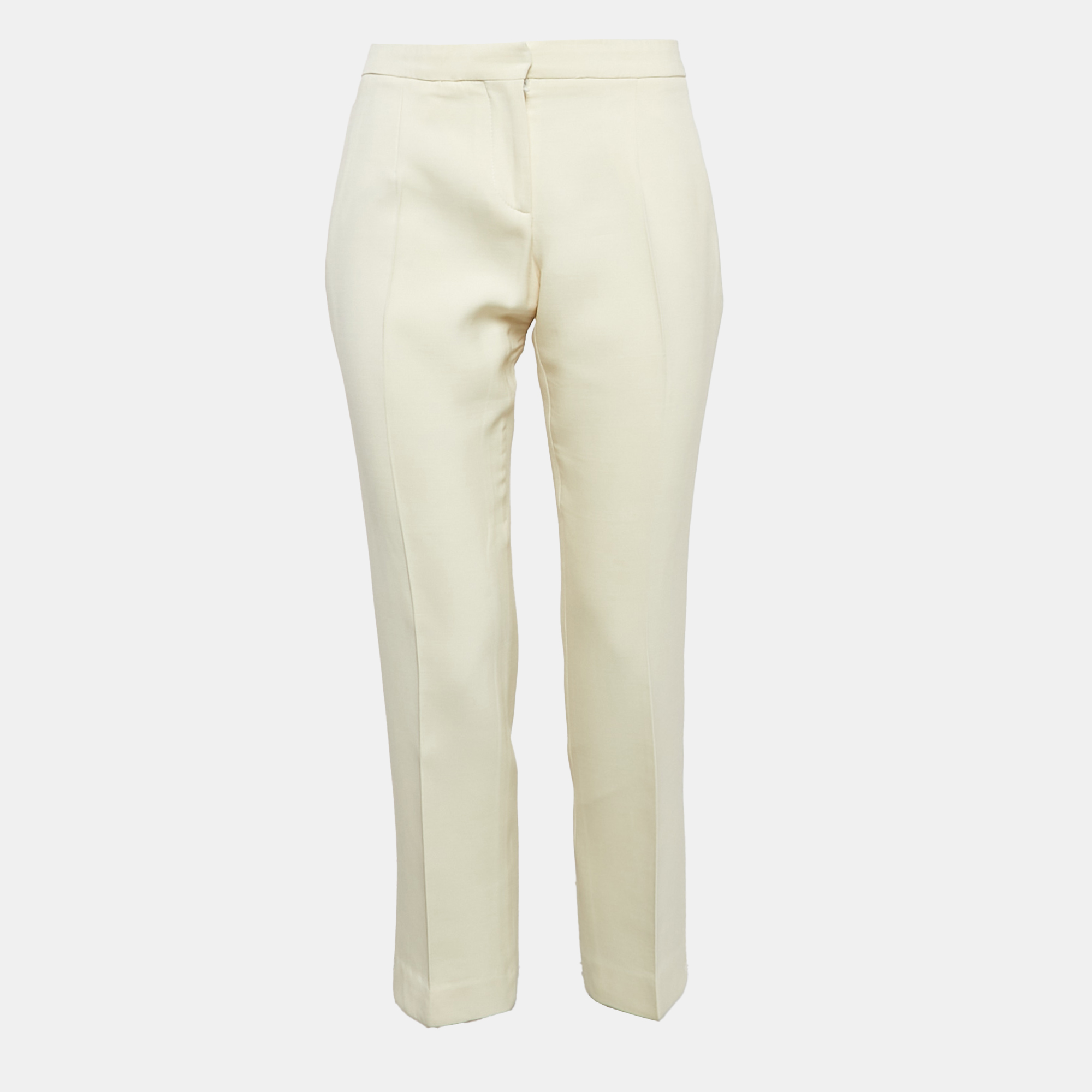 

Alexander McQueen Cream Wool Blend Straight Trousers S