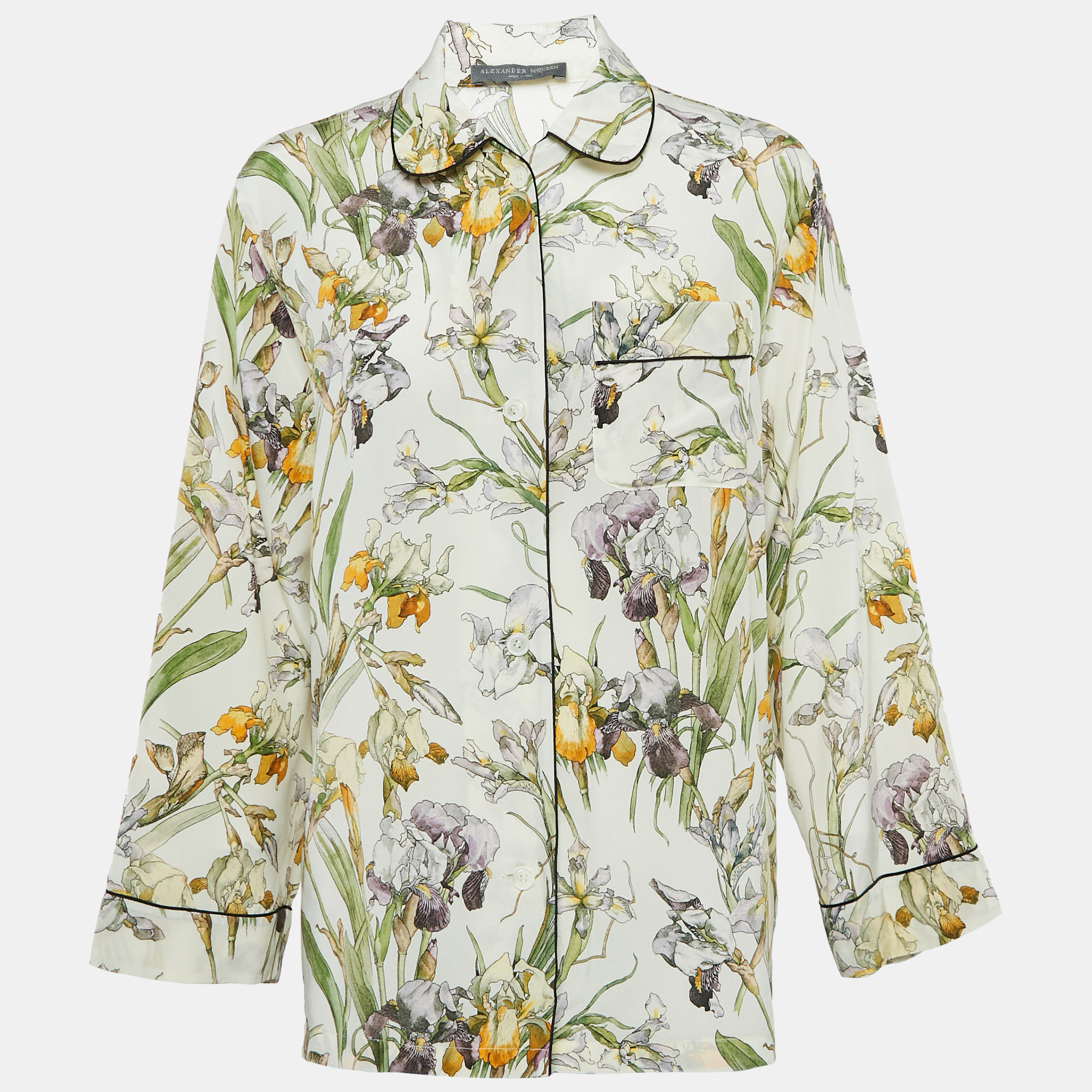 

Alexander McQueen Off-White Floral Print Silk Blouse S