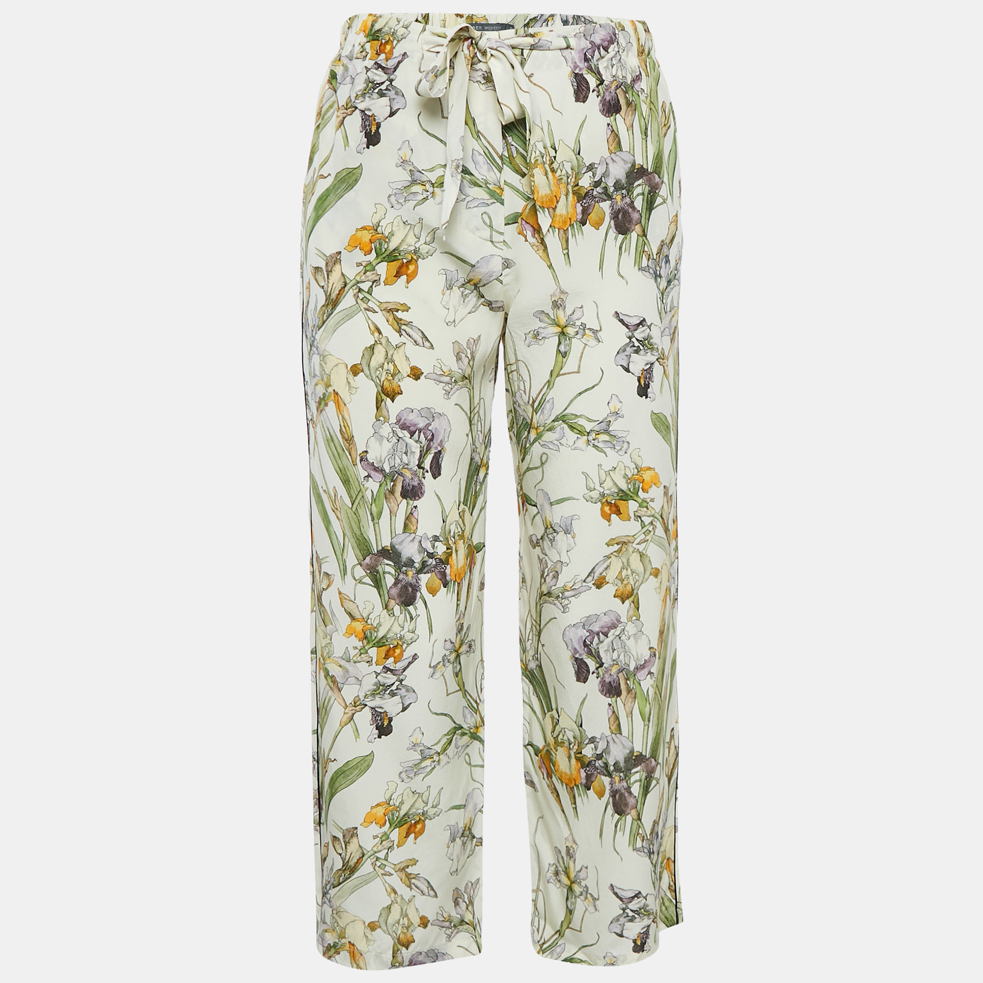 

Alexander McQueen Off-White Floral Print Silk Pants S