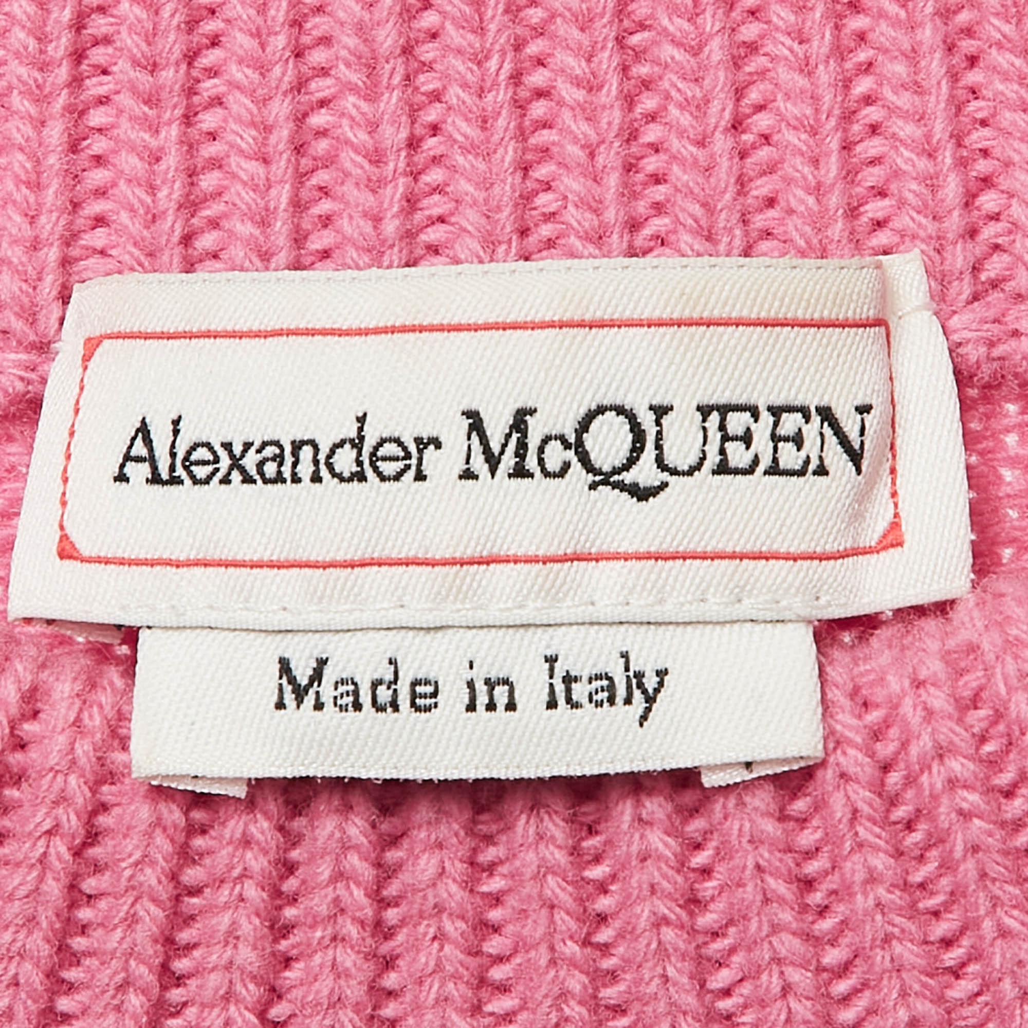 Alexander McQueen Pink Wool Crop Sweater XS 