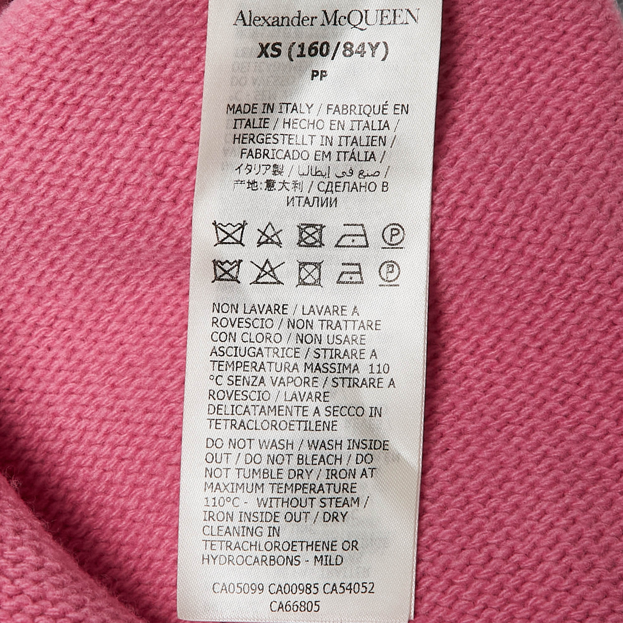 Alexander McQueen Pink Wool Crop Sweater XS 