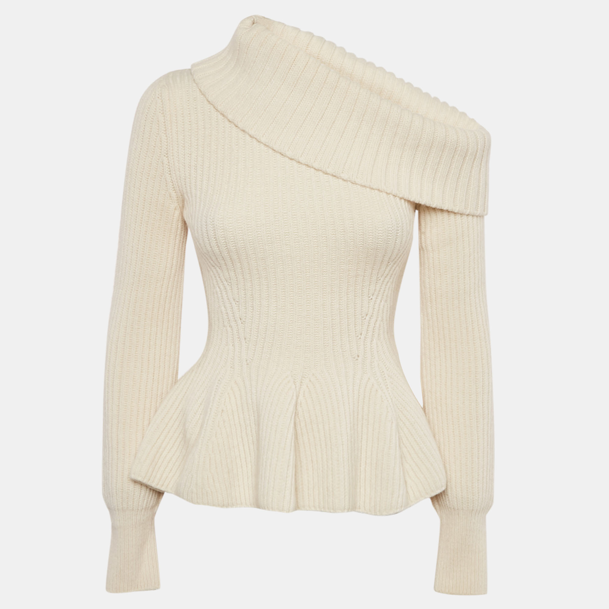 

Alexander McQueen Cream Rib Knit Wool Sweater XS