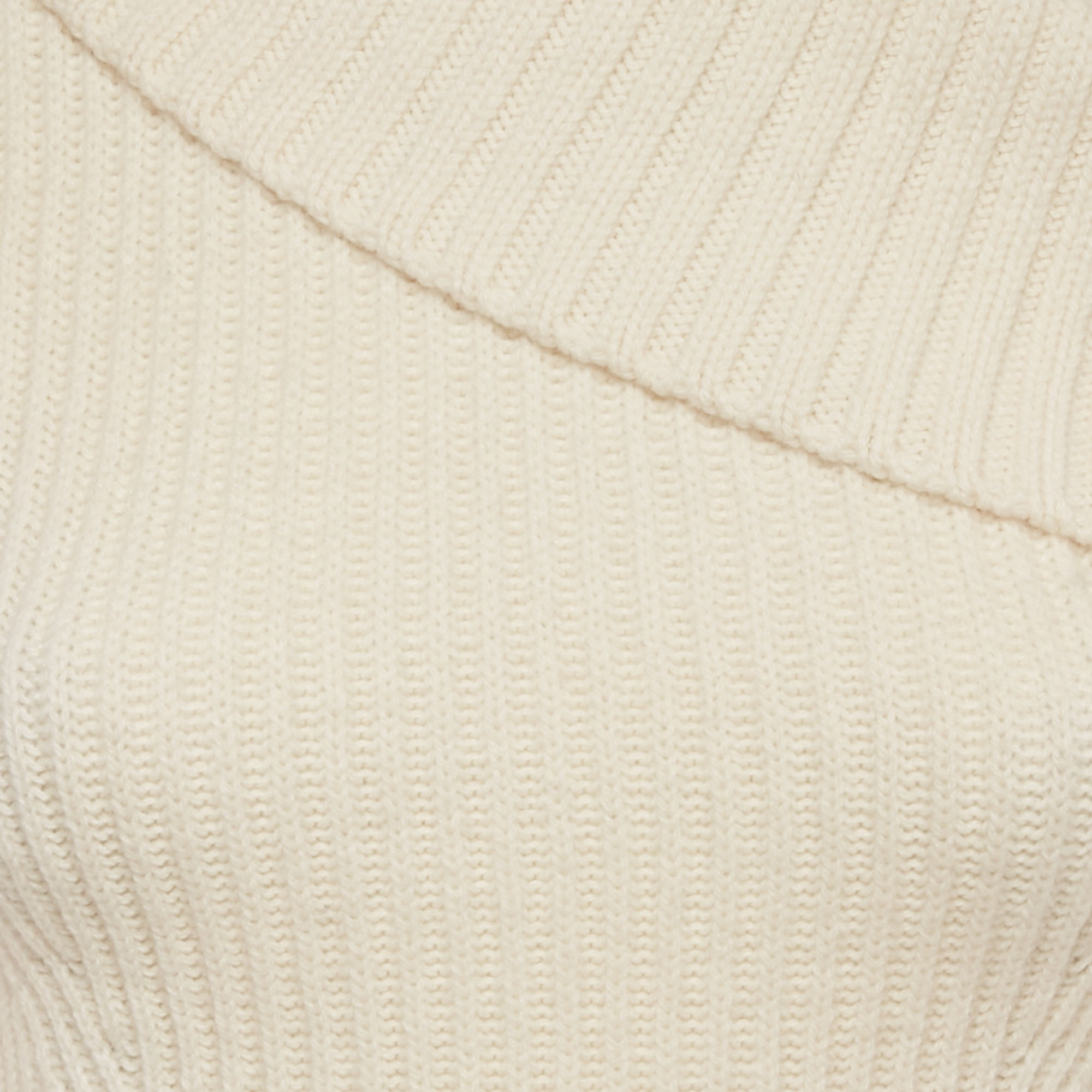 Alexander McQueen Cream Rib Knit Wool Sweater XS 