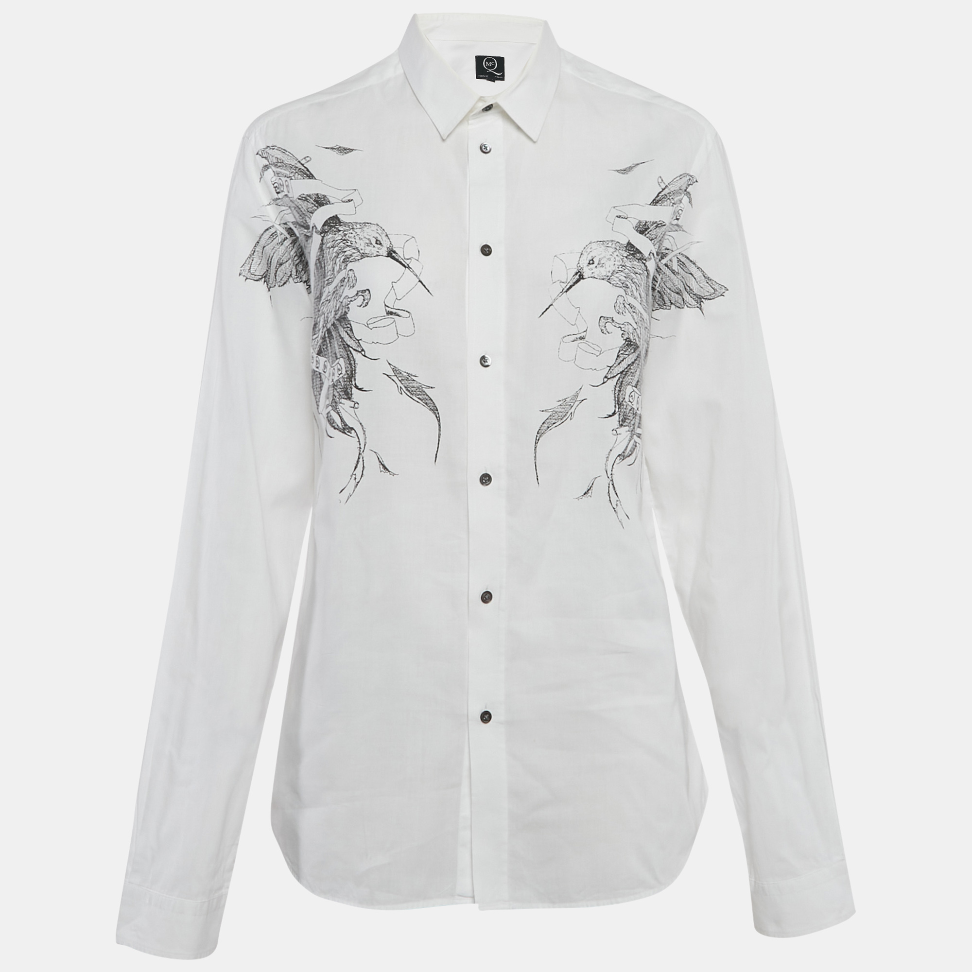 

Alexander McQueen White Printed Cotton Button Front Shirt XL