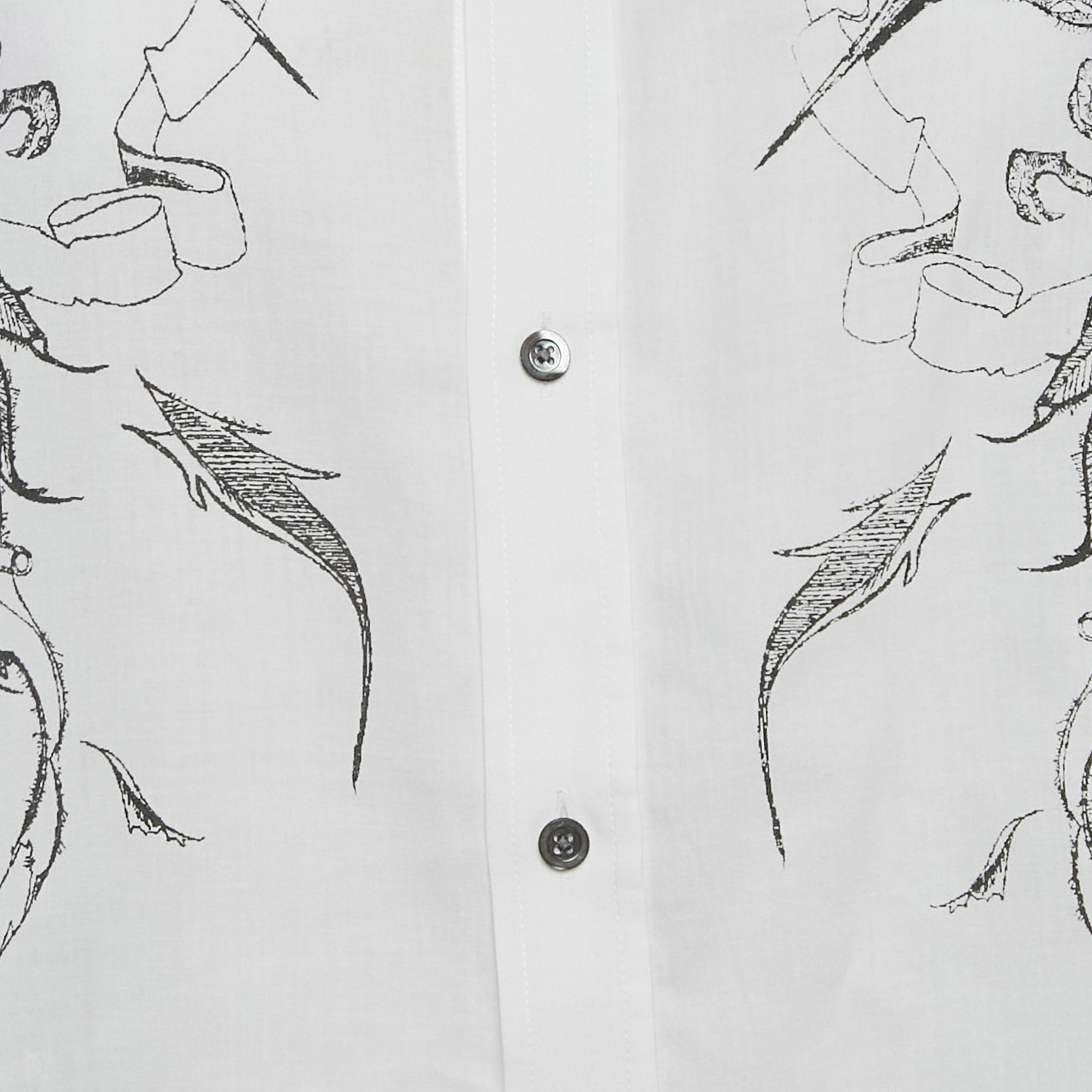 Alexander McQueen White Printed Cotton Button Front Shirt XL 