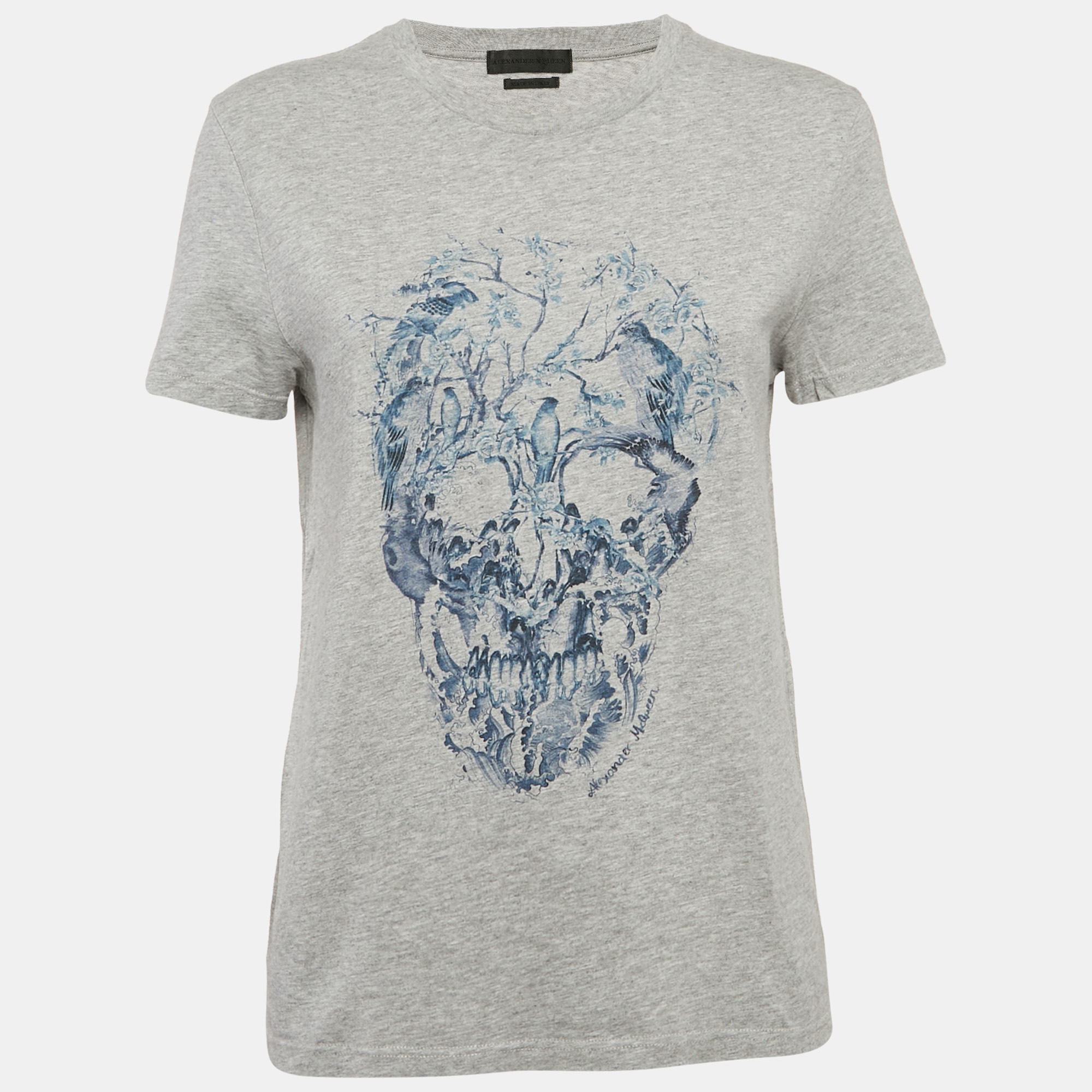 

Alexander McQueen Grey Cotton Skull Print Crew Neck T-Shirt XS