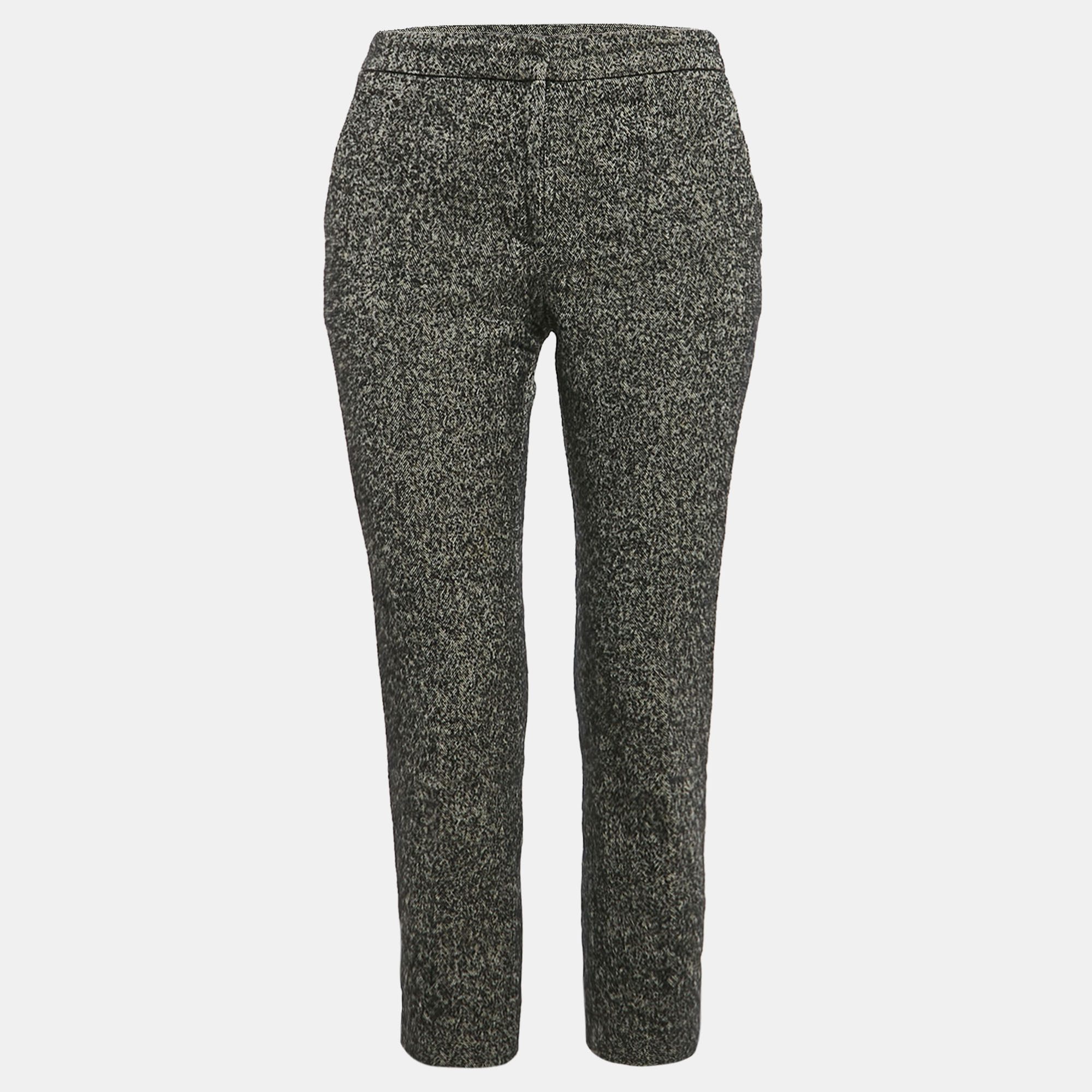 

Alexander McQueen Black Herringbone Boucle Wool Capri Pants S