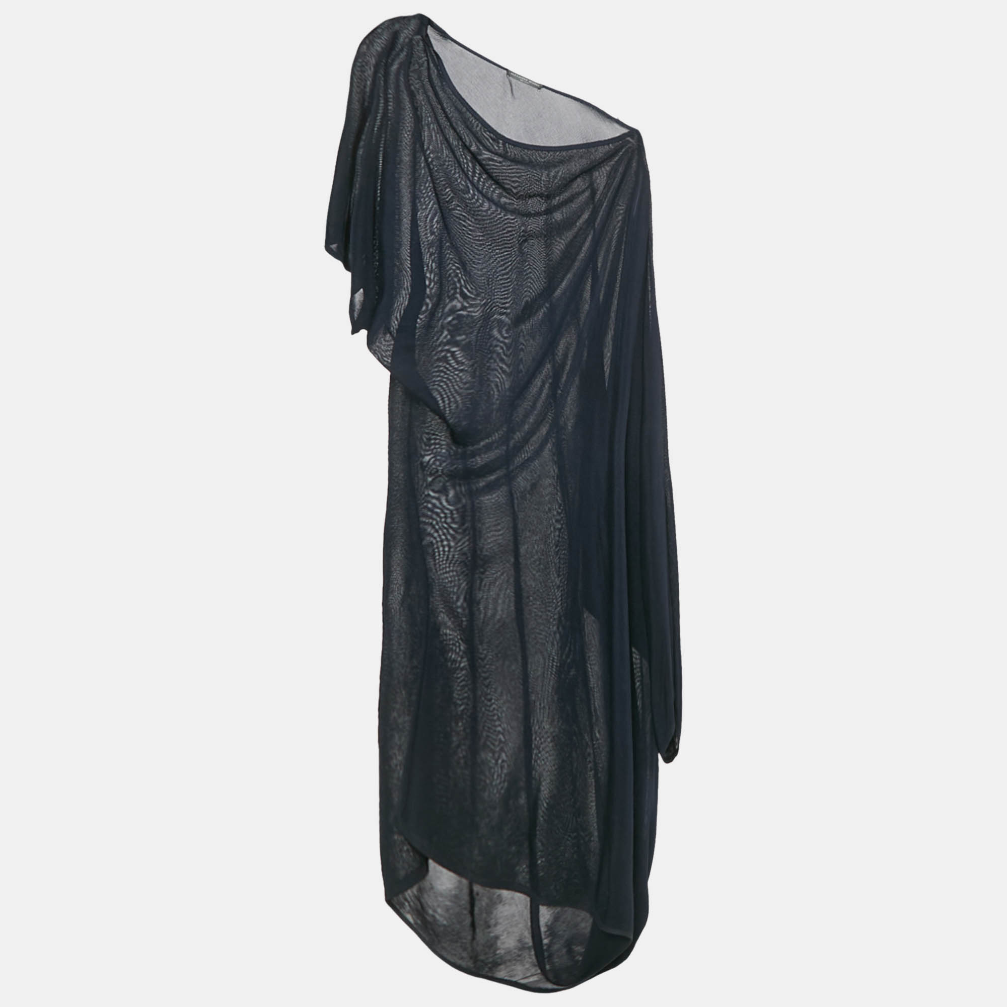 

Alexander McQueen Navy Blue Jersey Asymmetric Dress M