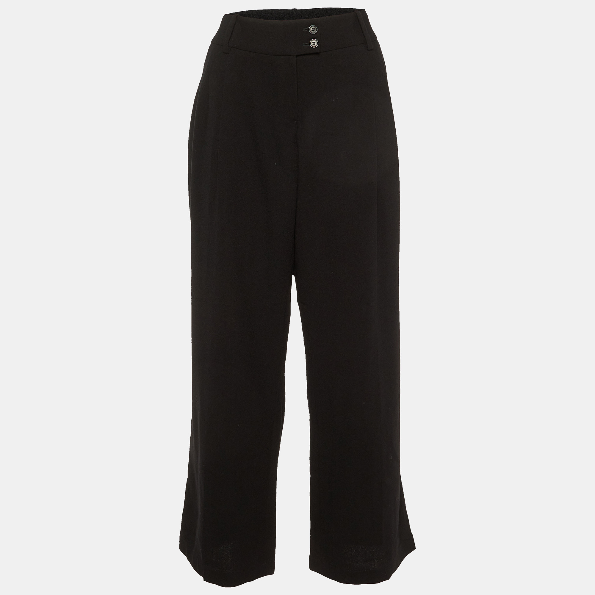 

Alexander McQueen Black Fleece Wool Straight Fit Trousers L
