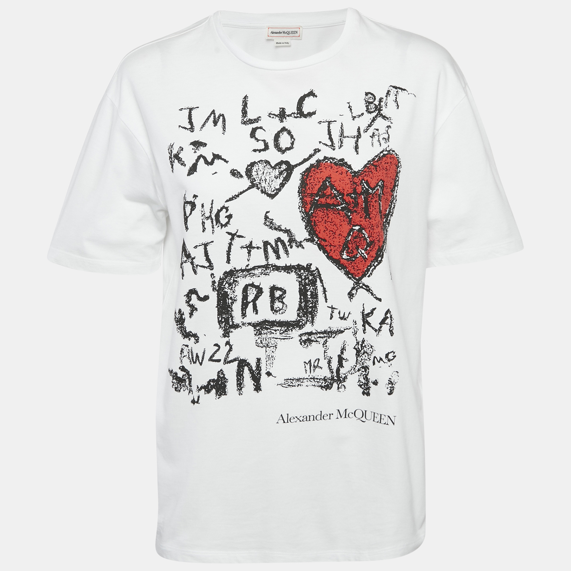 

Alexander McQueen White Logo Print Jersey T-Shirt S