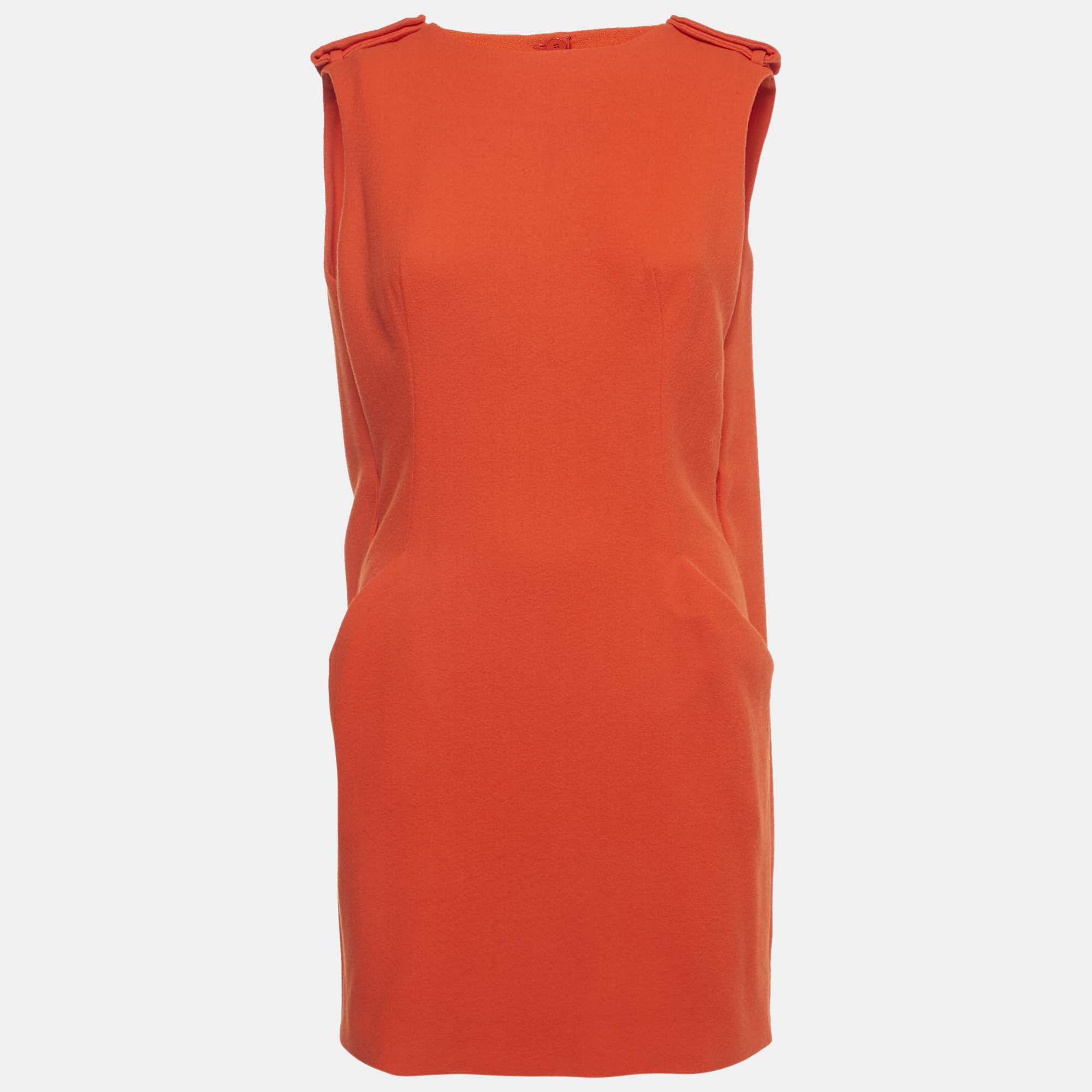 Pre-owned Alexander Mcqueen Orange Wool Crepe Back Open Shift Dress S