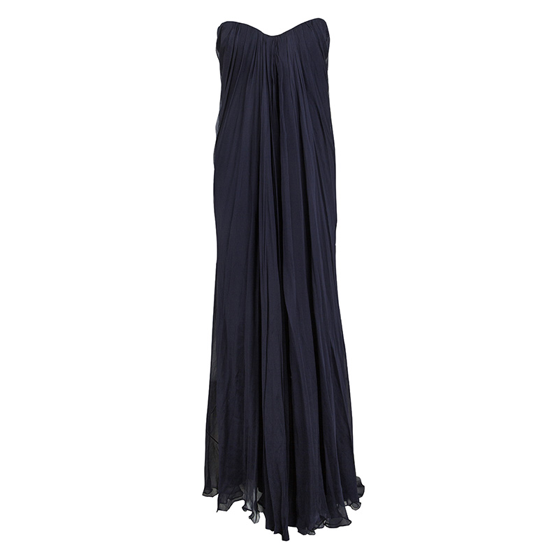 navy blue silk chiffon dress