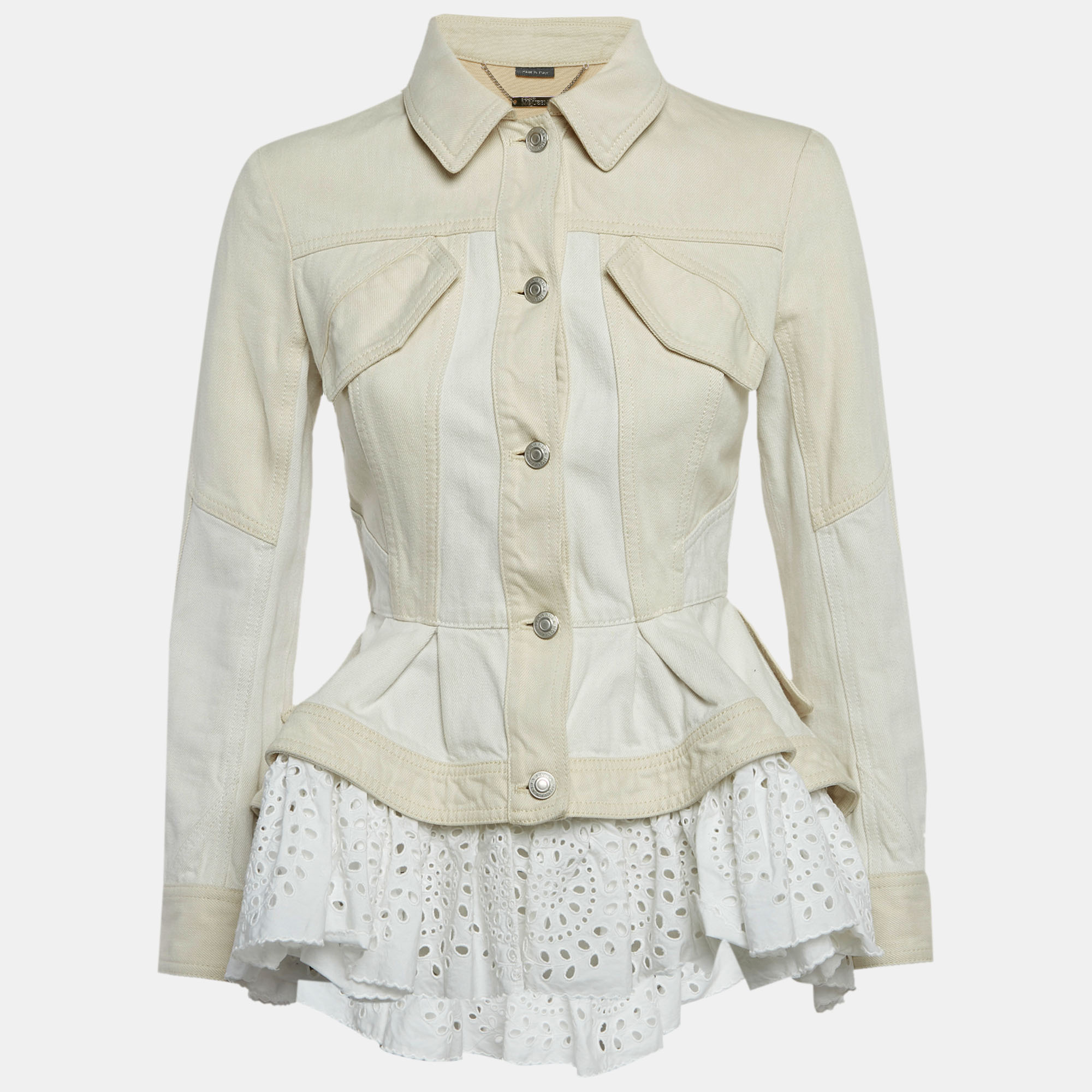 

Alexander McQueen Beige Cotton Trim Denim Jacket S