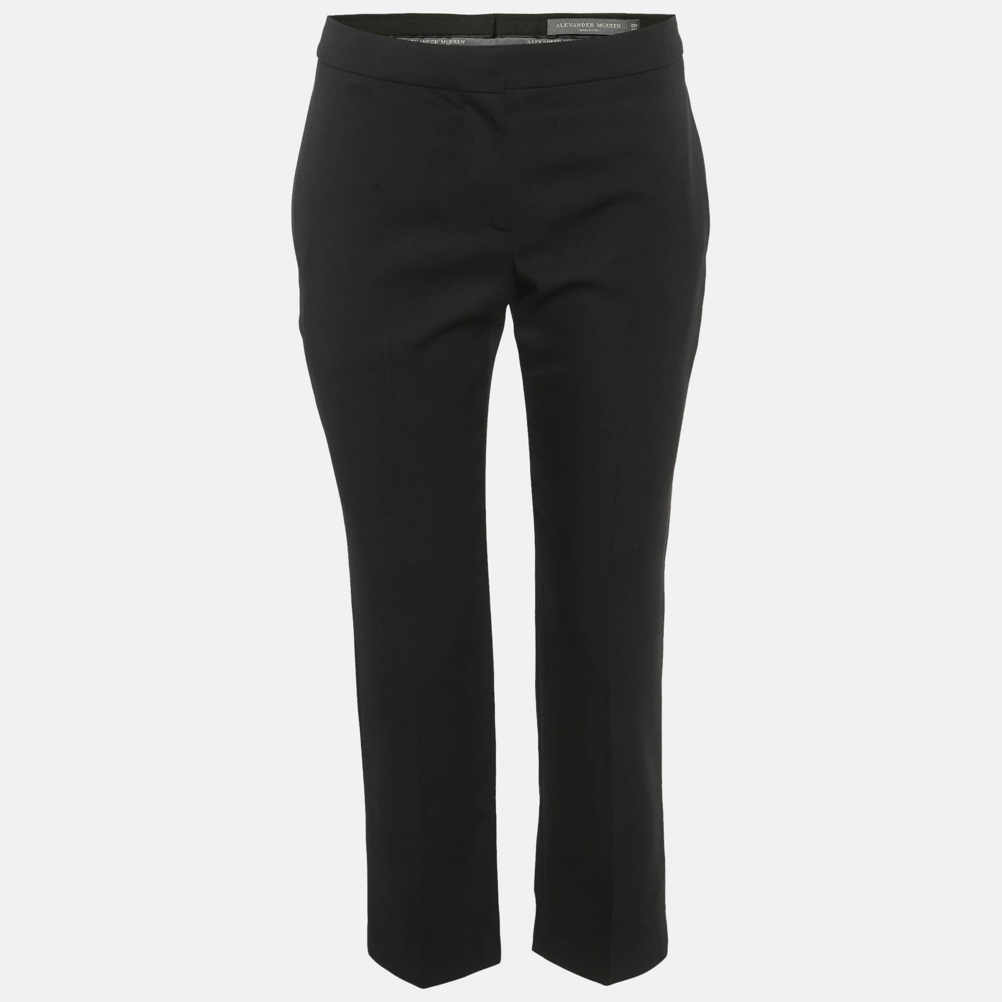 Pre-owned Alexander Mcqueen Black Wool Formal Trousers S