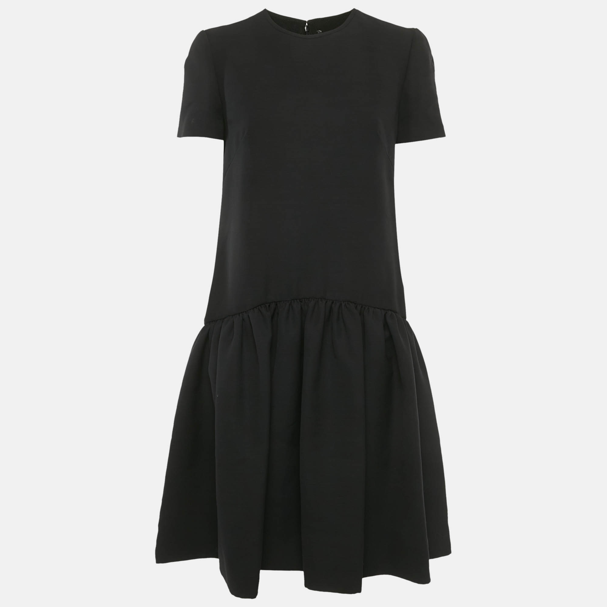 Pre-owned Alexander Mcqueen Black Wool Blend Drop Waist Midi Dress M