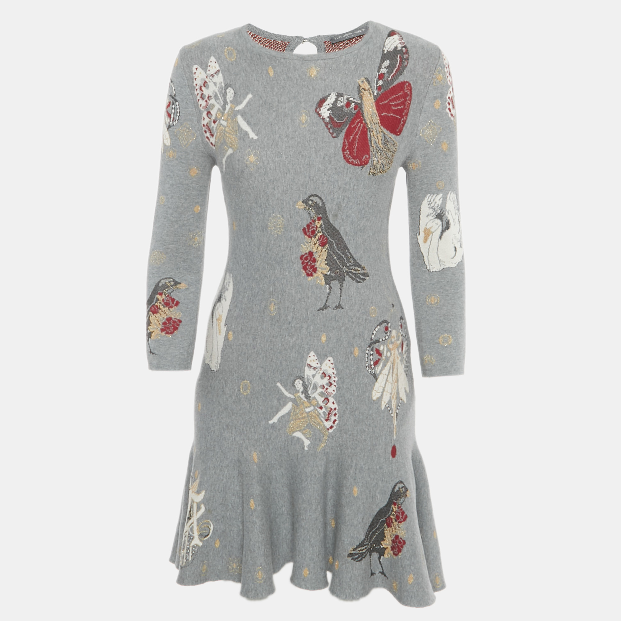 

Alexander McQueen Grey Floral Jacquard Knit Mini Dress S