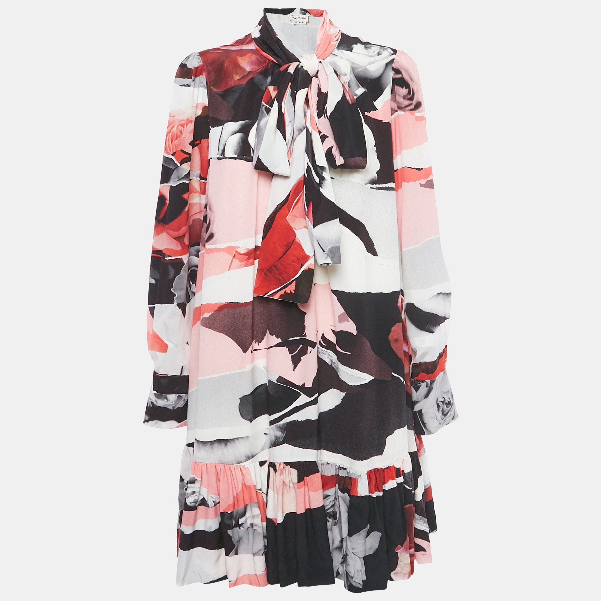 

Alexander McQueen Pink Printed Silk Flared Hem Short Dress M