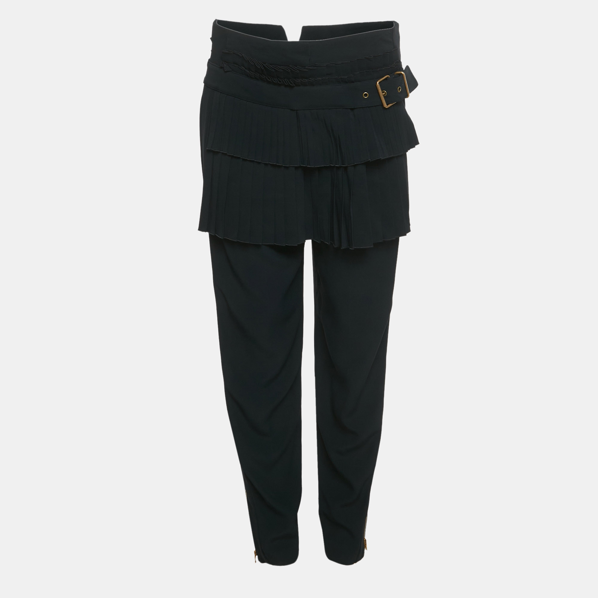 

Alexander McQueen Black Crepe Pleated Detail Trousers M