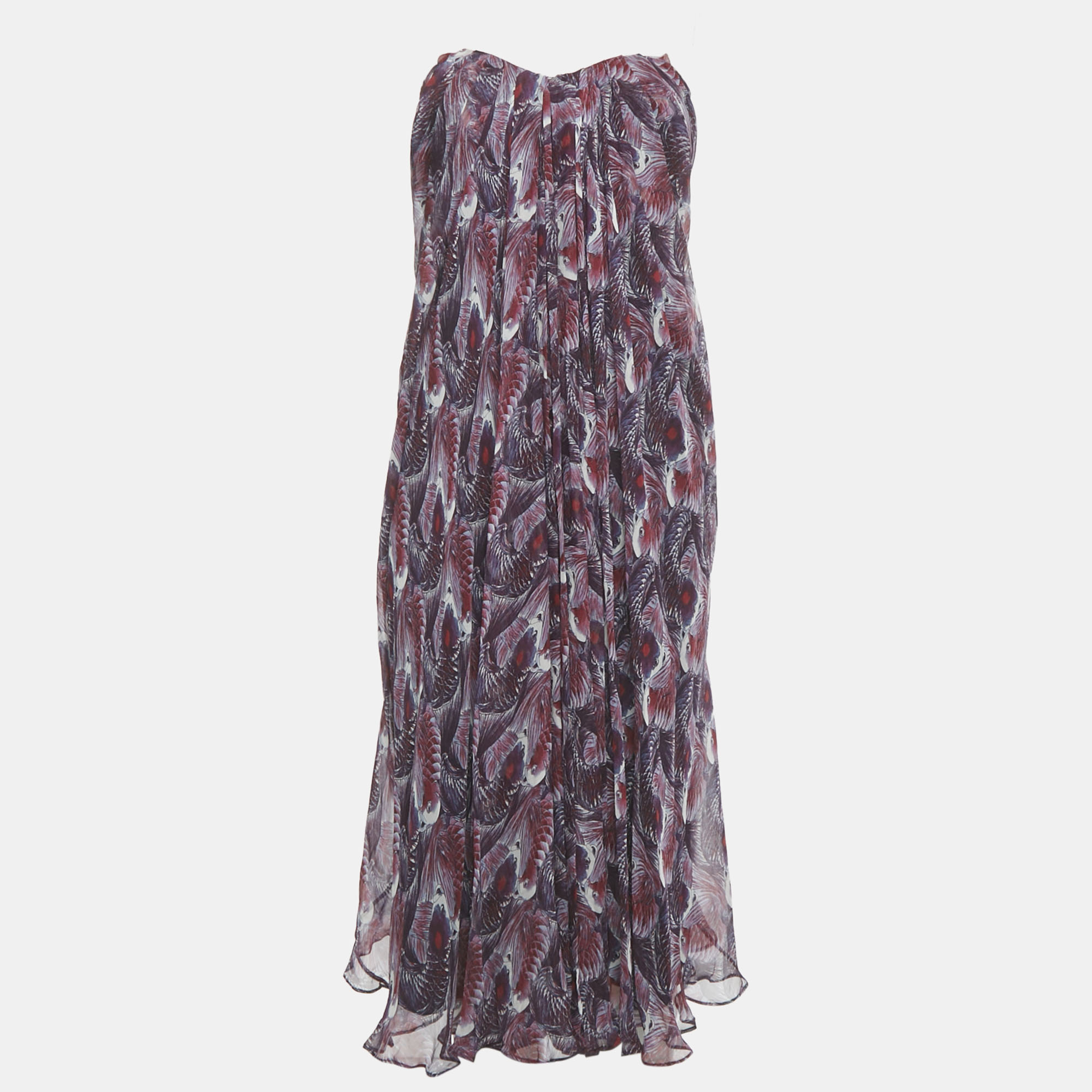 

Alexander McQueen Purple Printed Strapless Midi Dress S