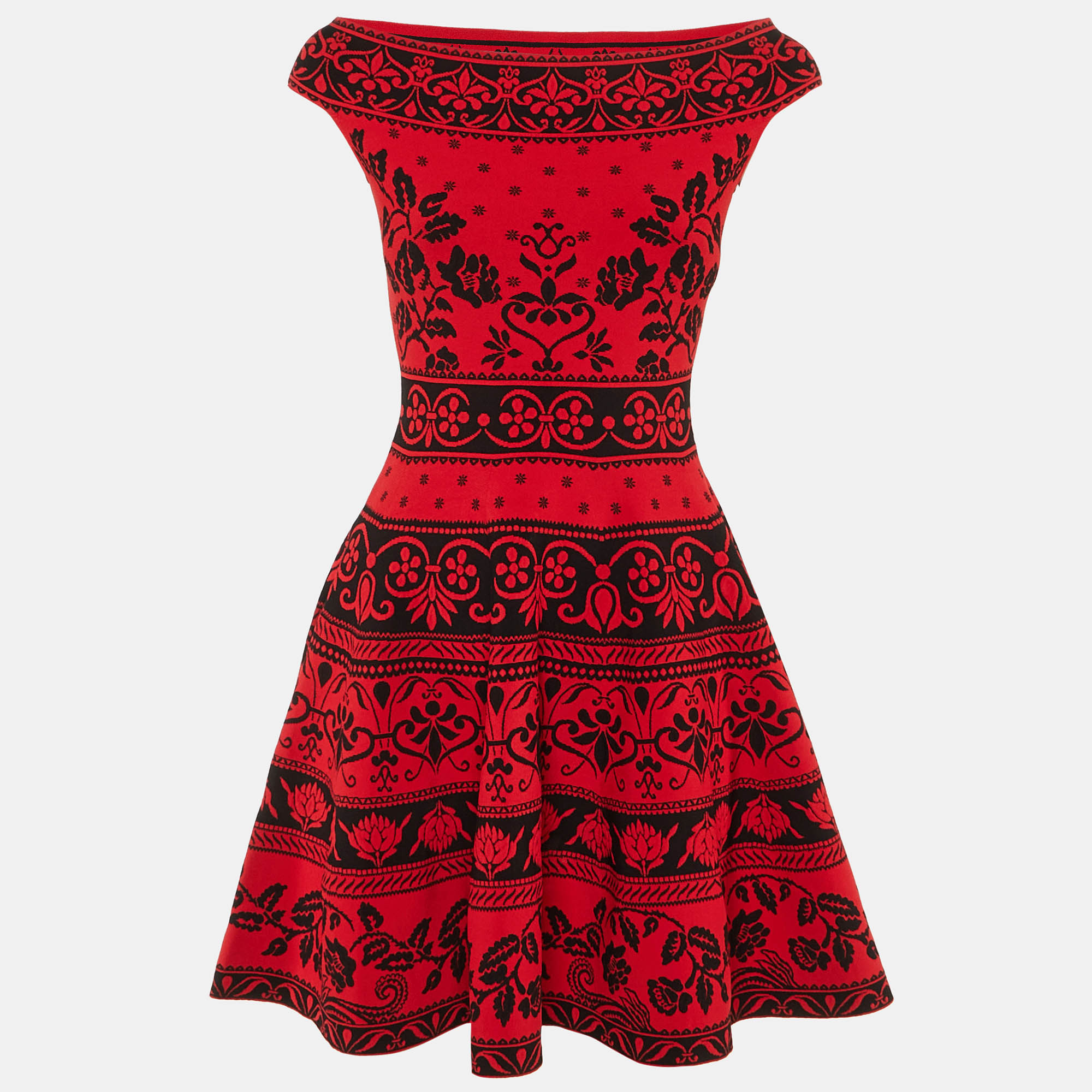 

Alexander McQueen Red Floral Jacquard Knit Mini Dress S