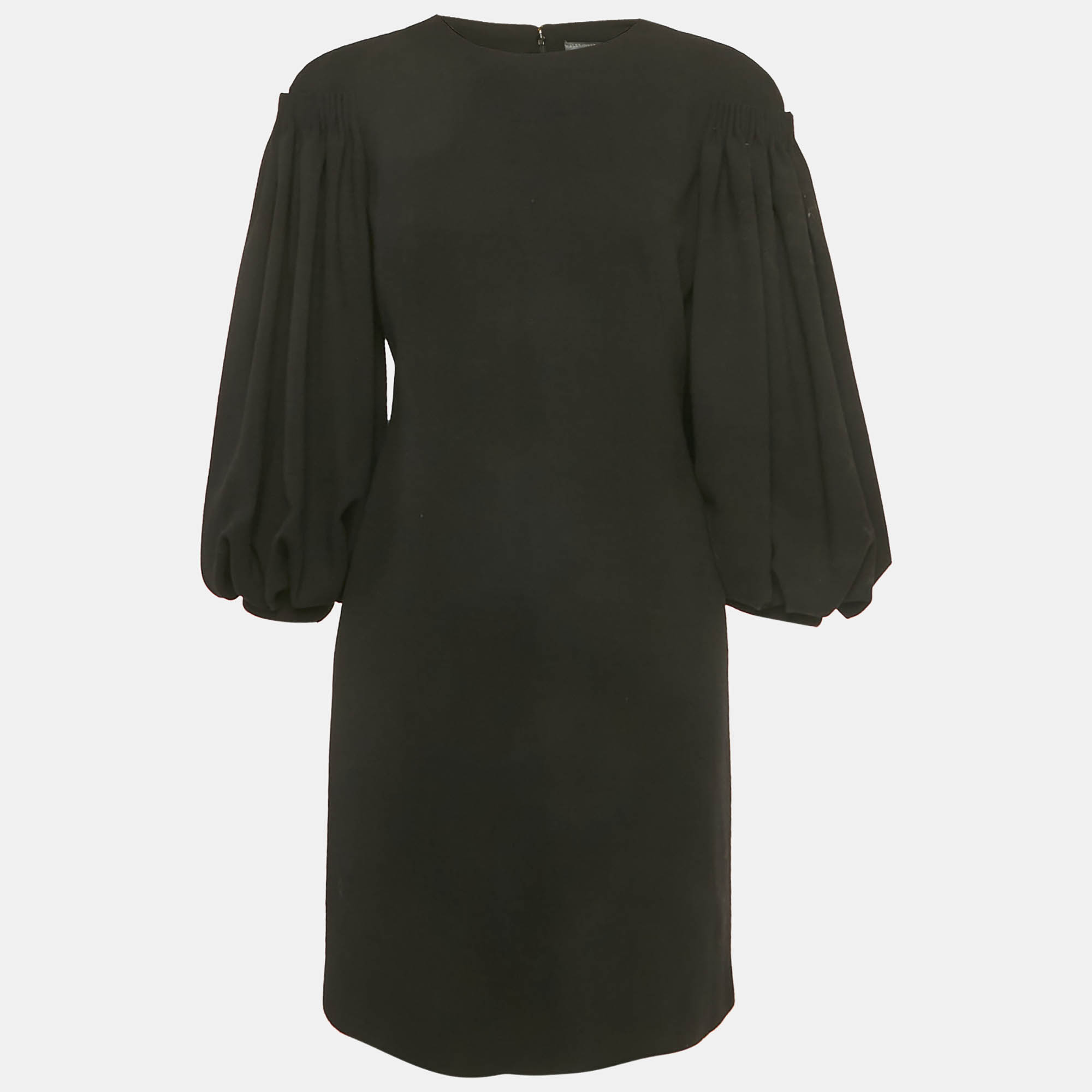 Click to view more detailed imagery on our partner's website Pre-owned Alexander Mcqueen Black Wool Crepe Puff Sleeve Mini Dress M