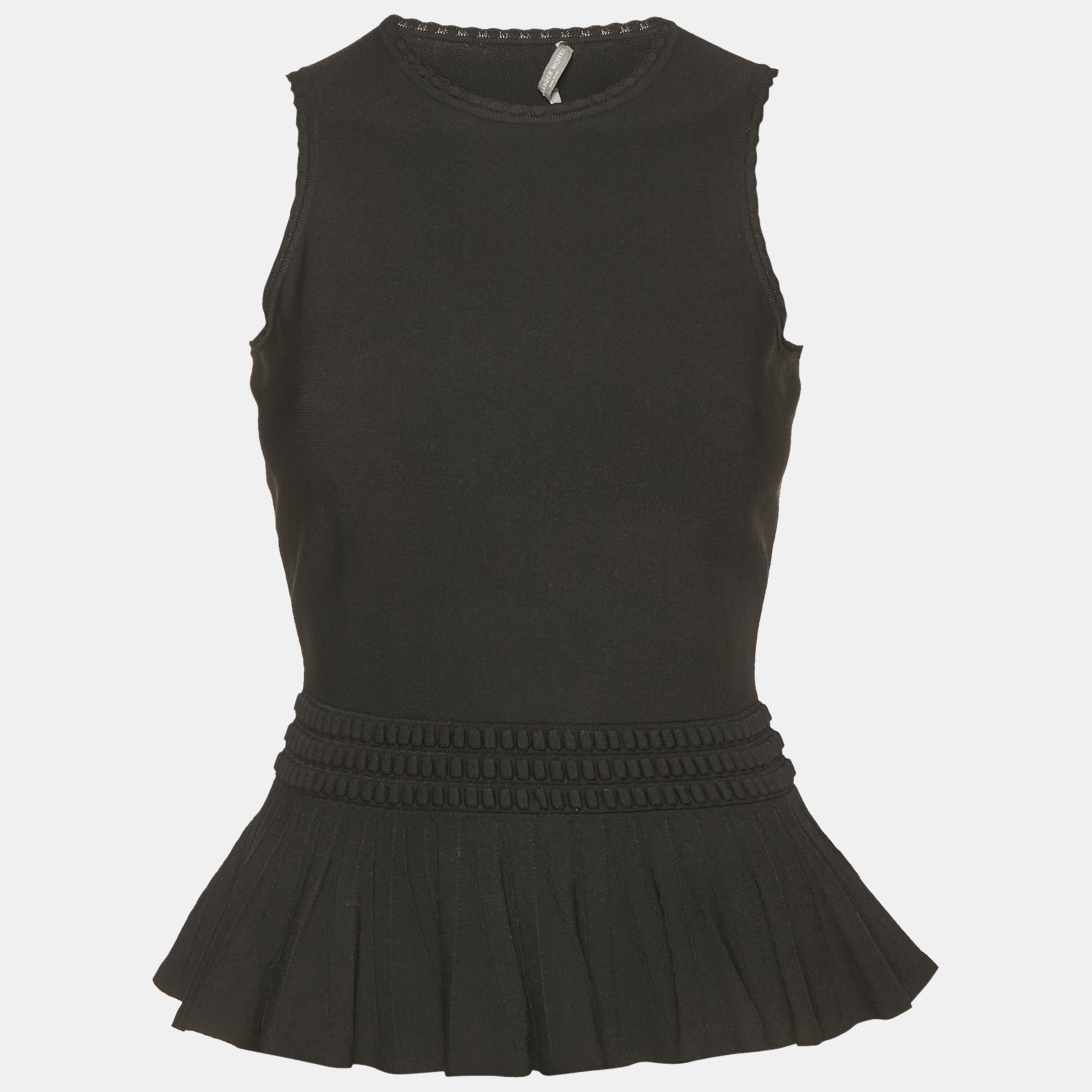 

Alexander McQueen Black Stretch Knit Flared Top S