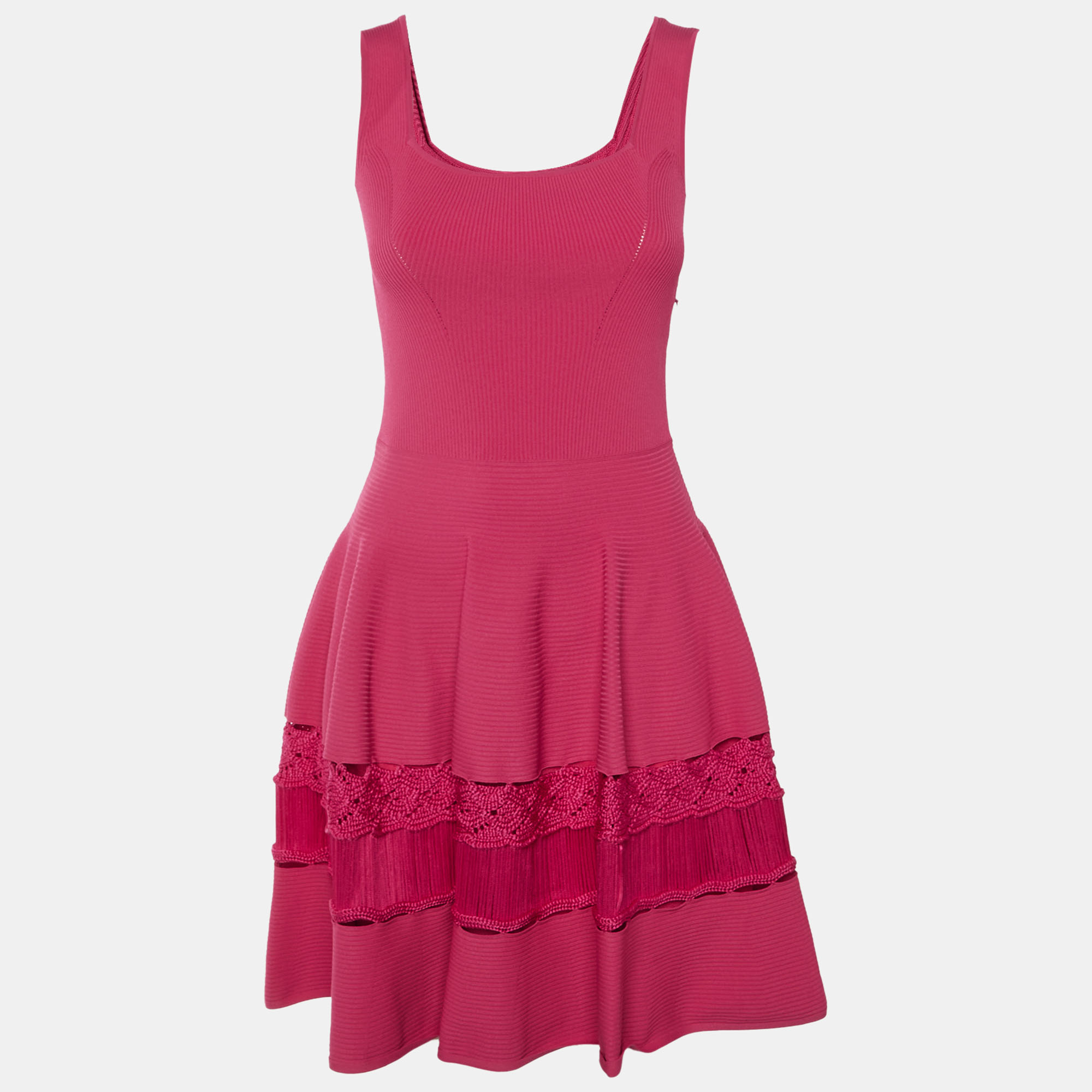 

Alexander McQueen Pink Knit Crochet Inset Mini Dress M