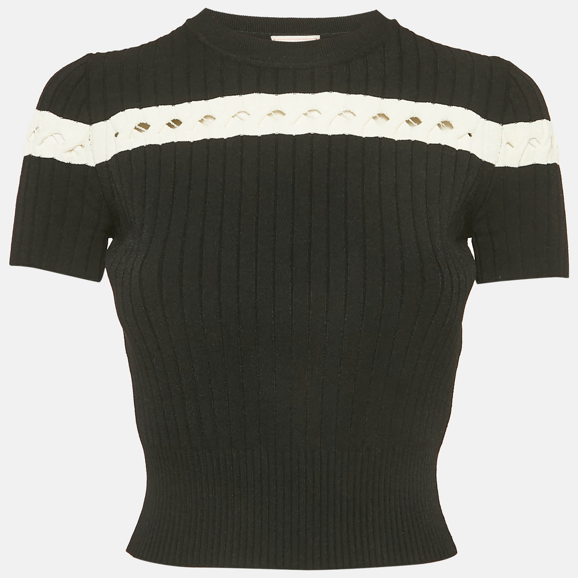 

Alexander McQueen Black Rib Knit Cut-Out Crop Top M