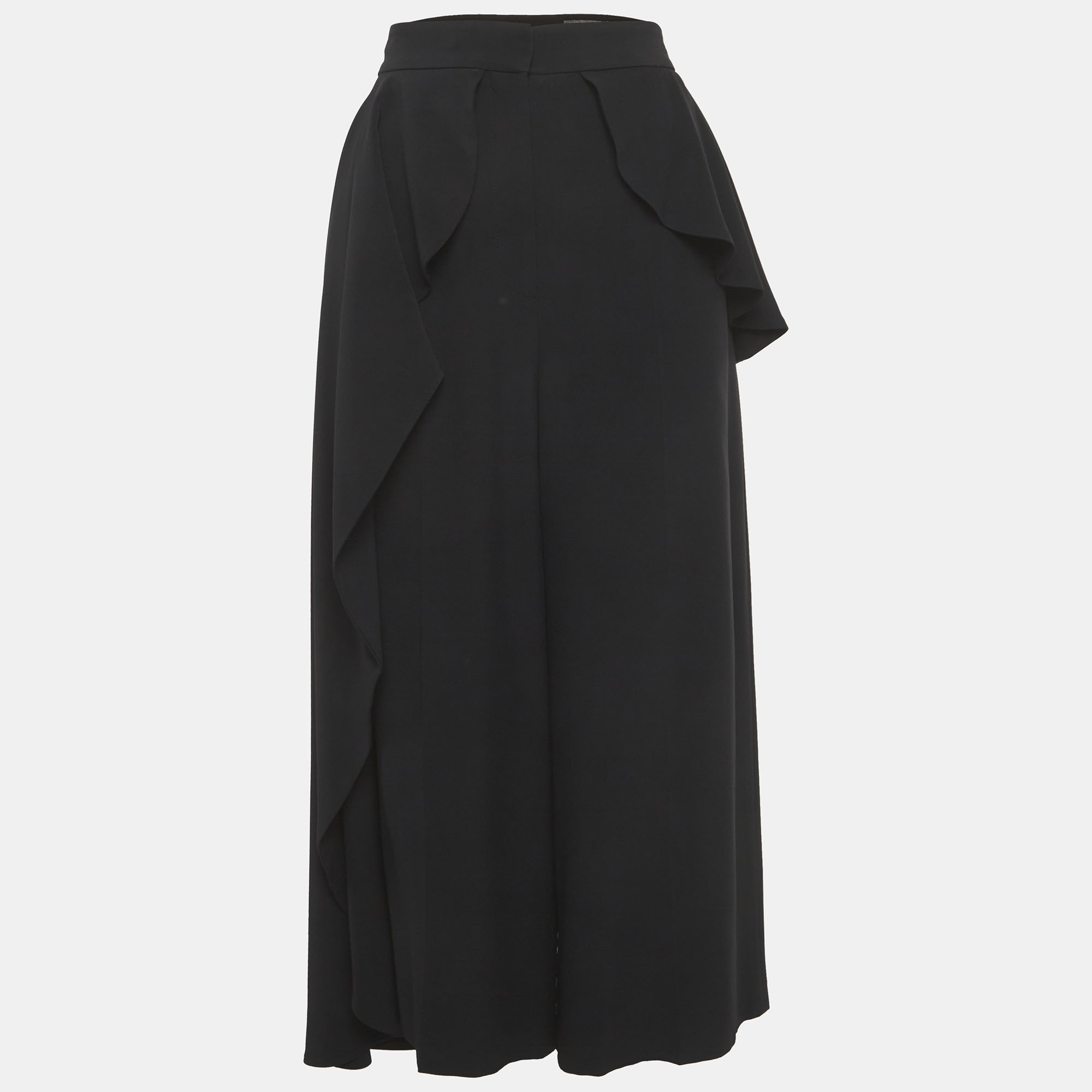 

Alexander McQueen Black Crepe Wide Leg Trousers M