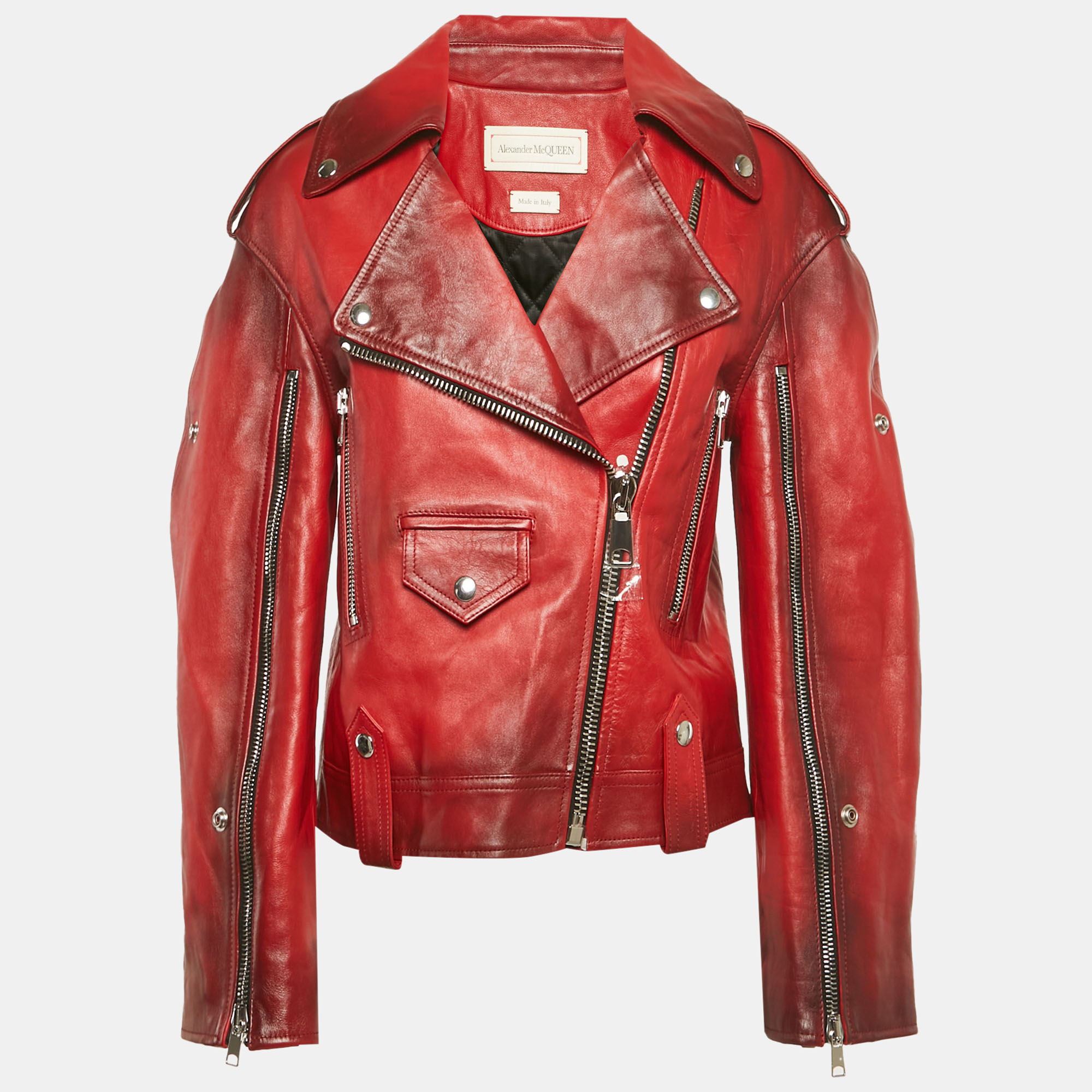 

Alexander McQueen Red Real Lamb Leather Jacket M