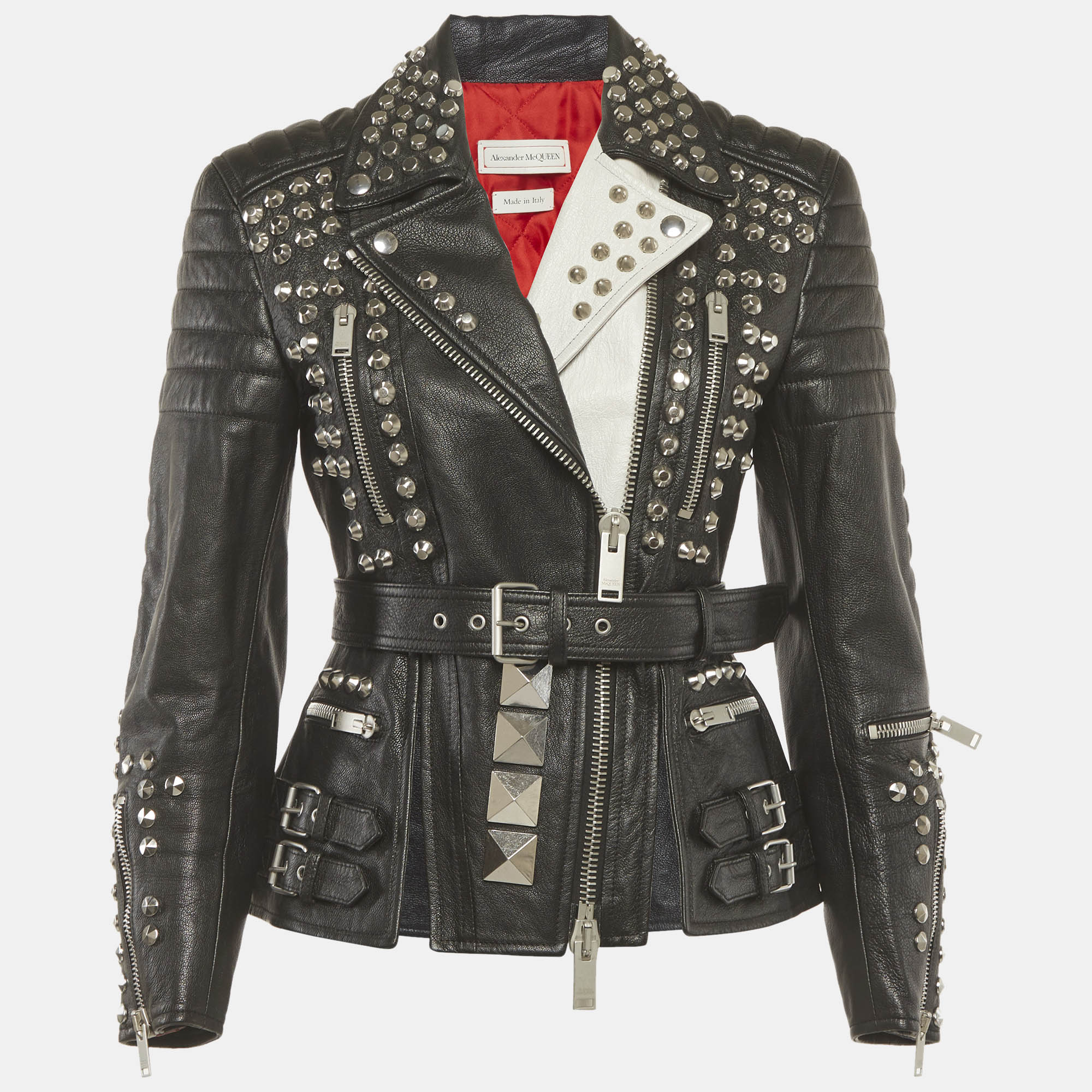 

Alexander McQueen Black Leather Studded Biker Jacket S