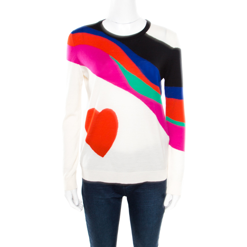 Alexander McQueen Multicolor Wool Heart Print Sweater M