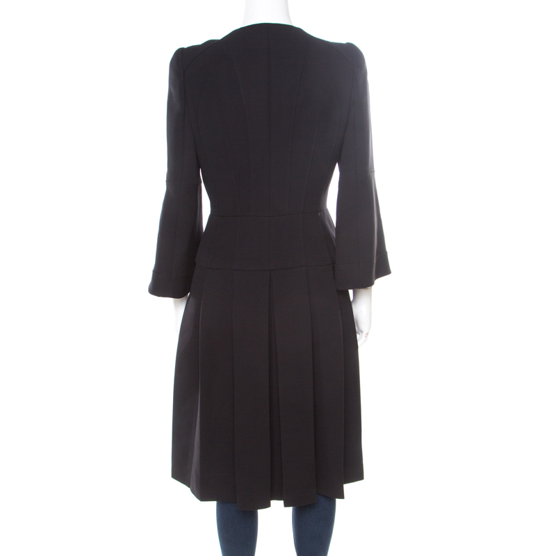 Pre-owned Alexander Mcqueen Black Pleated Coat Dress M | ModeSens