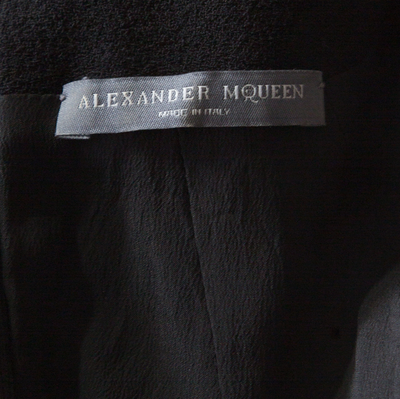 Pre-owned Alexander Mcqueen Black Floral Embellished Wool Top S