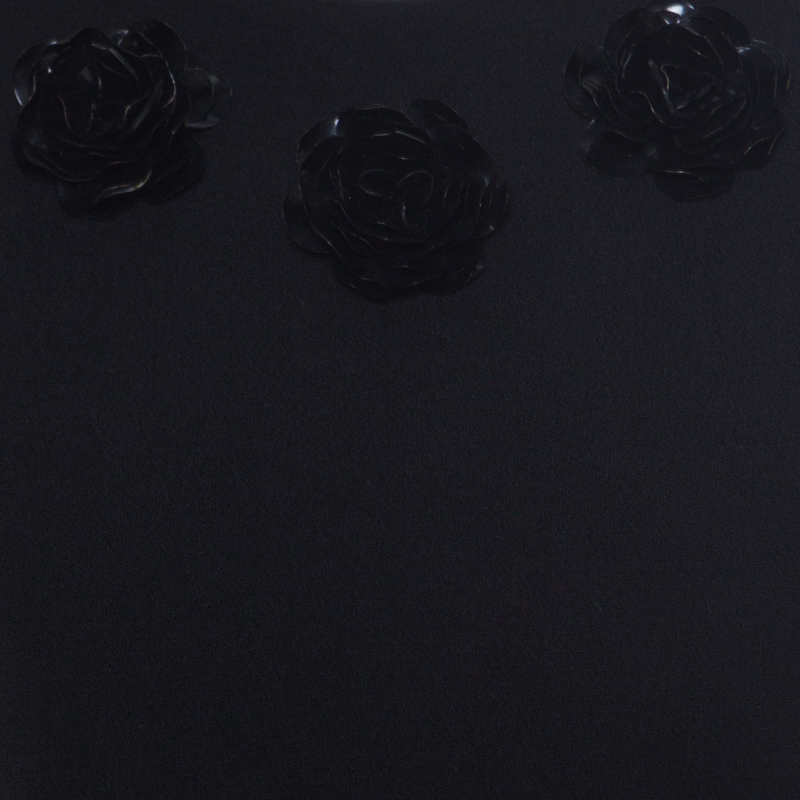 Pre-owned Alexander Mcqueen Black Floral Embellished Wool Top S