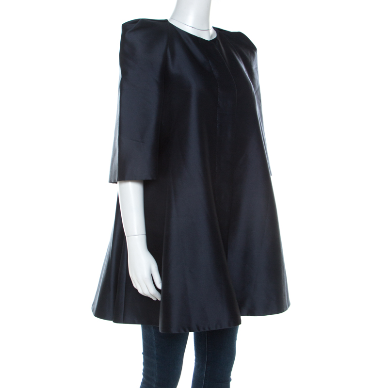 

Alexander McQueen Midnight Blue Silk Wool Swing Coat