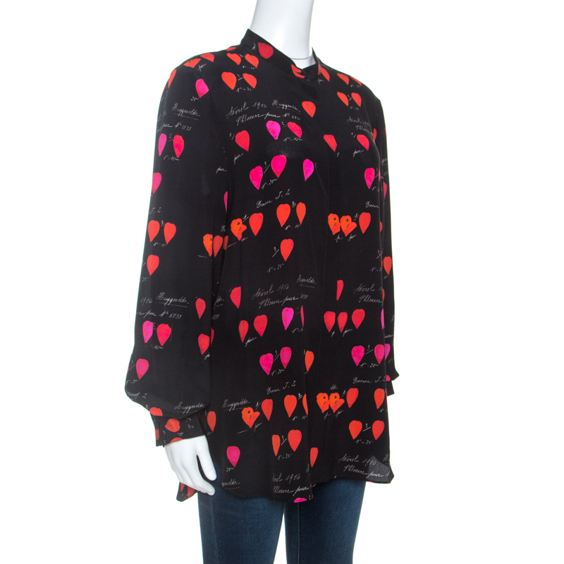 

Alexander McQueen Black Printed Silk Front Button Shirt