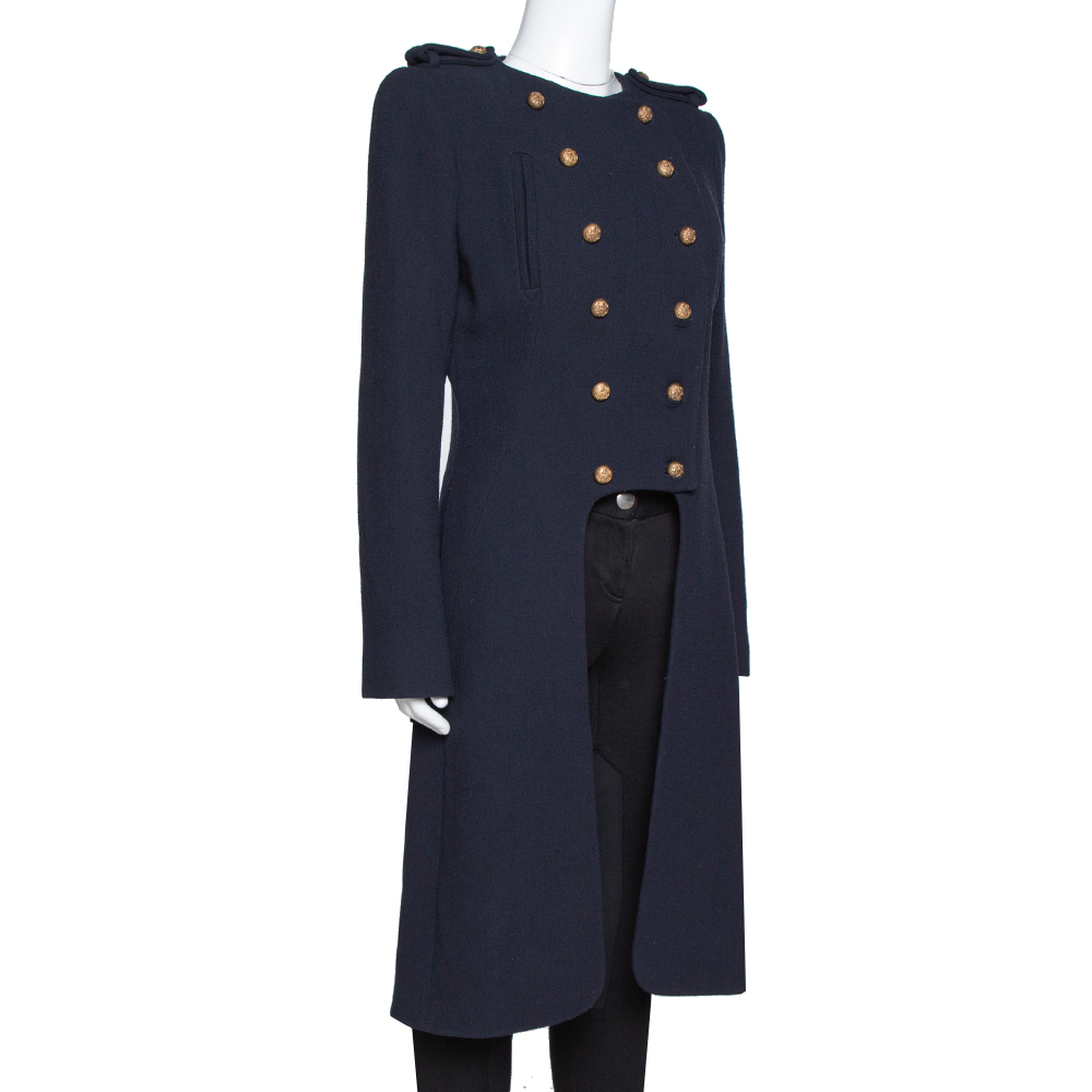 

Alexander McQueen Navy Blue Fleece Wool Double Breasted Tailcoat