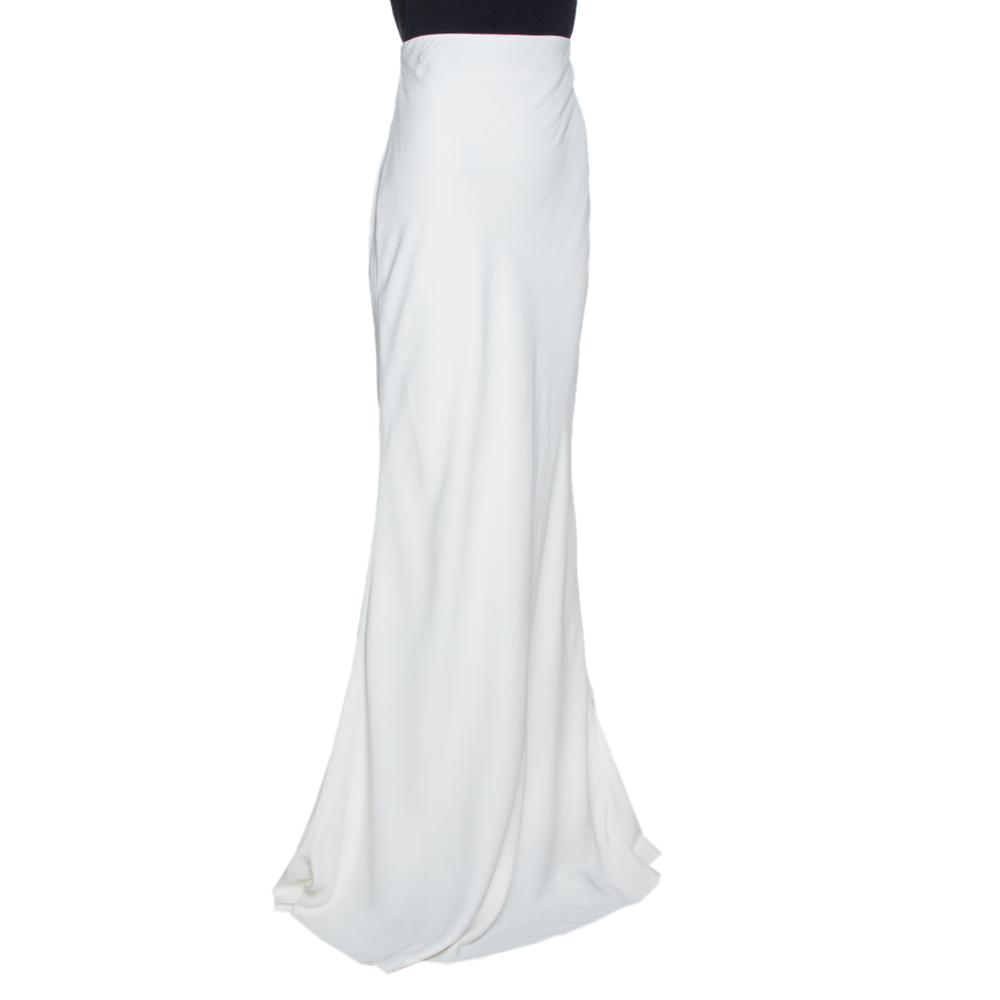 

Alexander McQueen Off White Crepe High Waisted Maxi Skirt, Cream