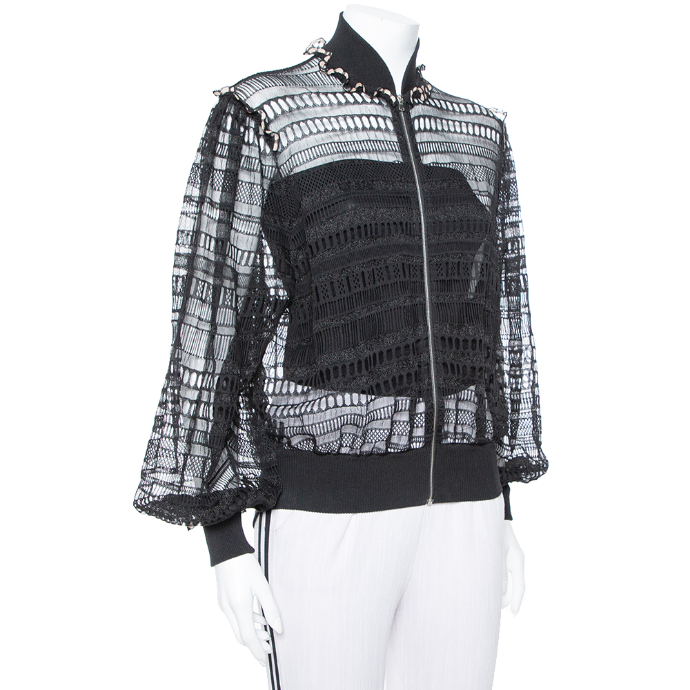 

Alexander McQueen Black Lace Sheer Macrame` Jacket