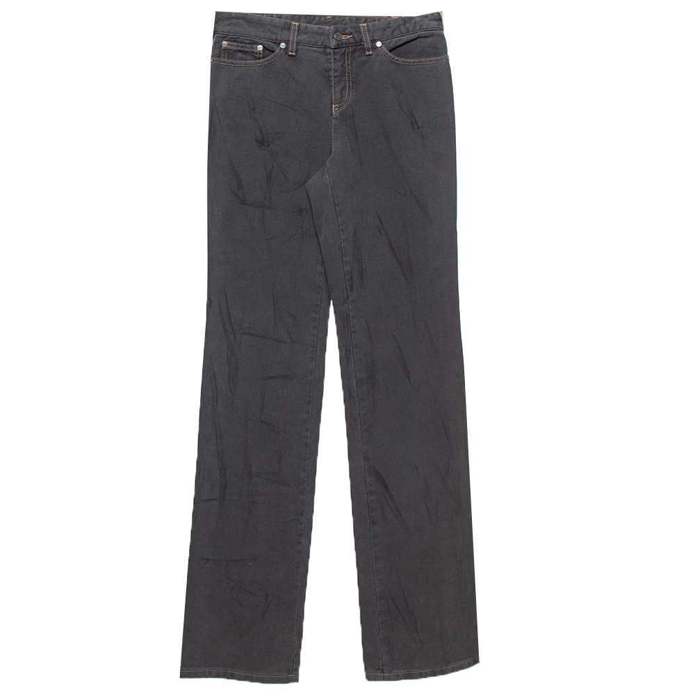 Pre-owned Alexander Mcqueen Vintage Dark Grey Sanded Denim Straight Leg Jeans S