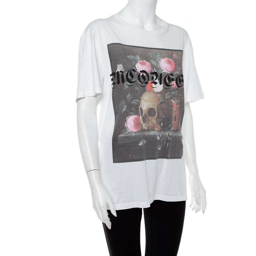 

Alexander McQueen White Still Life Print Cotton Jersey T-Shirt